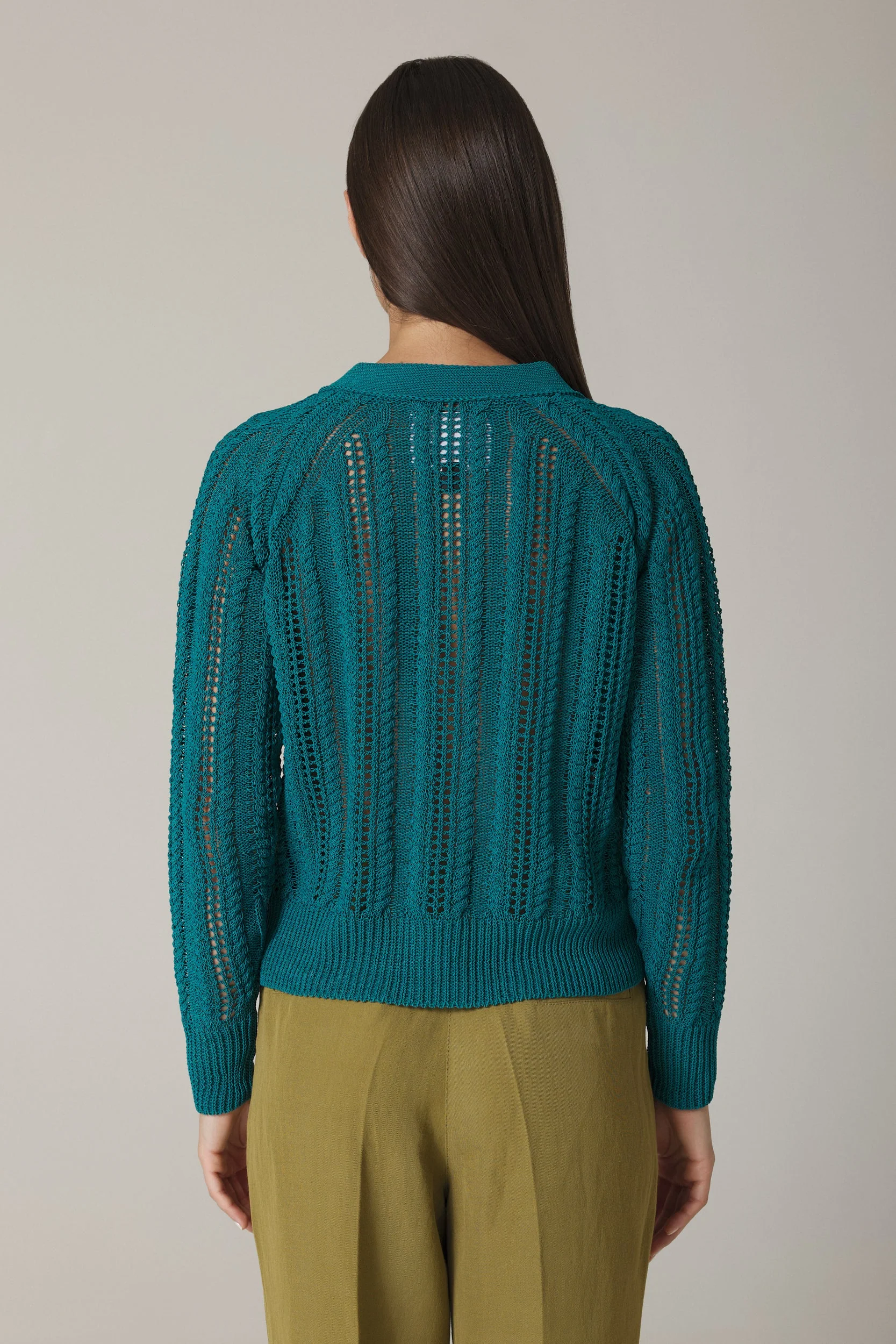 SORINA CABLE STITCH CARDIGAN IN CAPRI BLUE - Image 3