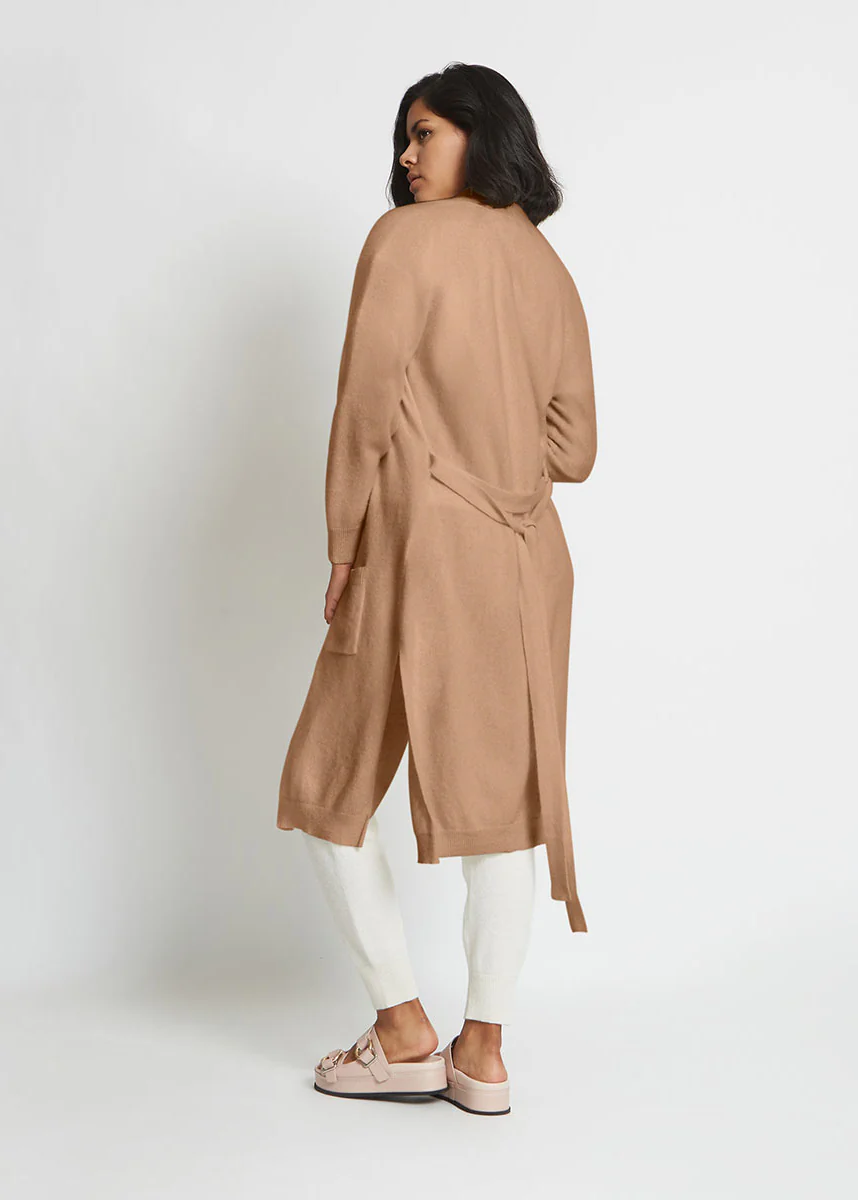 SARAH CASHMERE CARDIGAN ROBE IN CARAMEL - Image 2