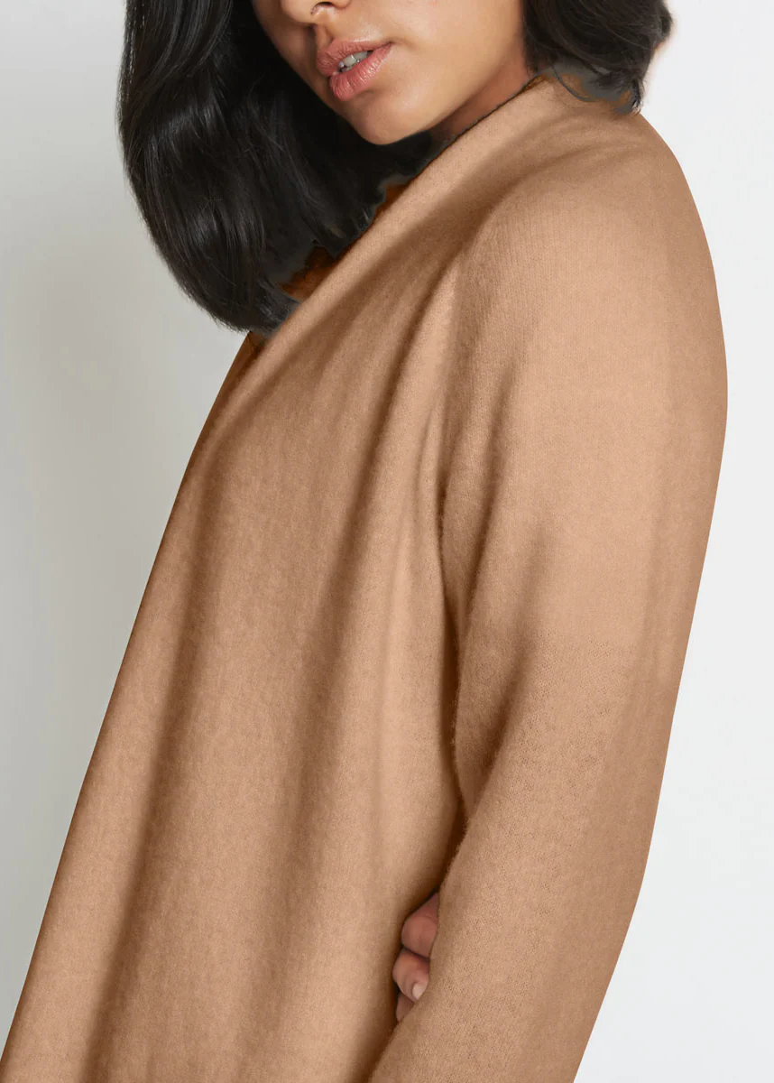 SARAH CASHMERE CARDIGAN ROBE IN CARAMEL - Image 4