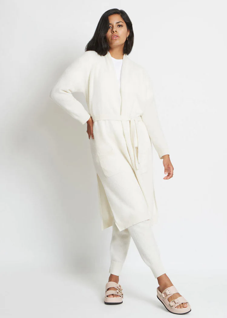 SARAH CASHMERE CARDIGAN ROBE IN SUGAR