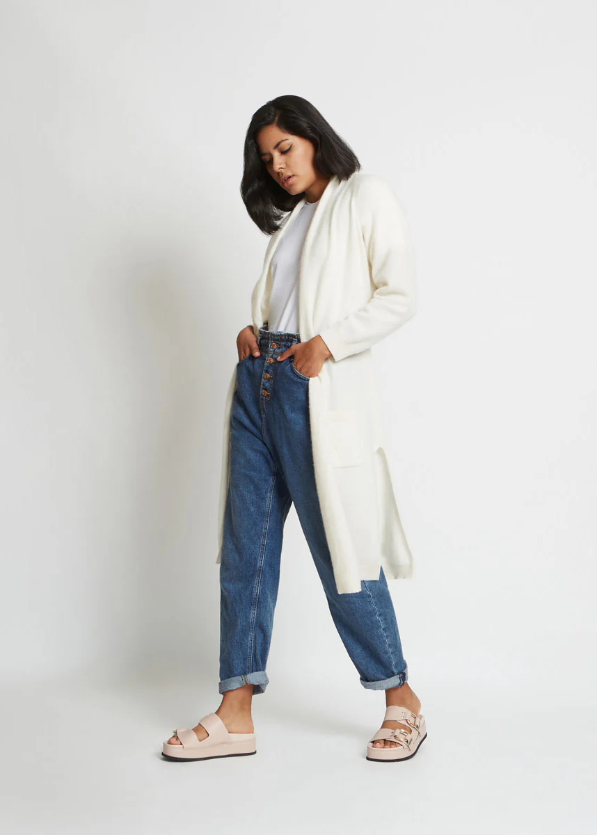 SARAH CASHMERE CARDIGAN ROBE IN SUGAR - Image 2