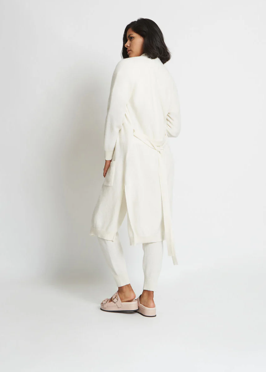SARAH CASHMERE CARDIGAN ROBE IN SUGAR - Image 3