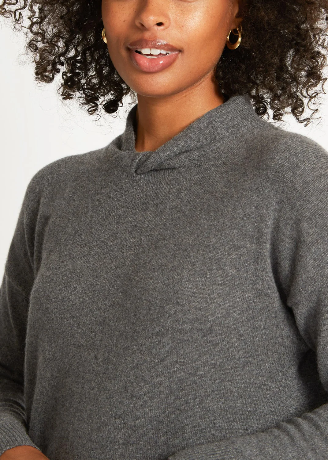 BLAIR CASHMERE SWEATER DRESS IN HEATHER CHARCOAL - Image 3