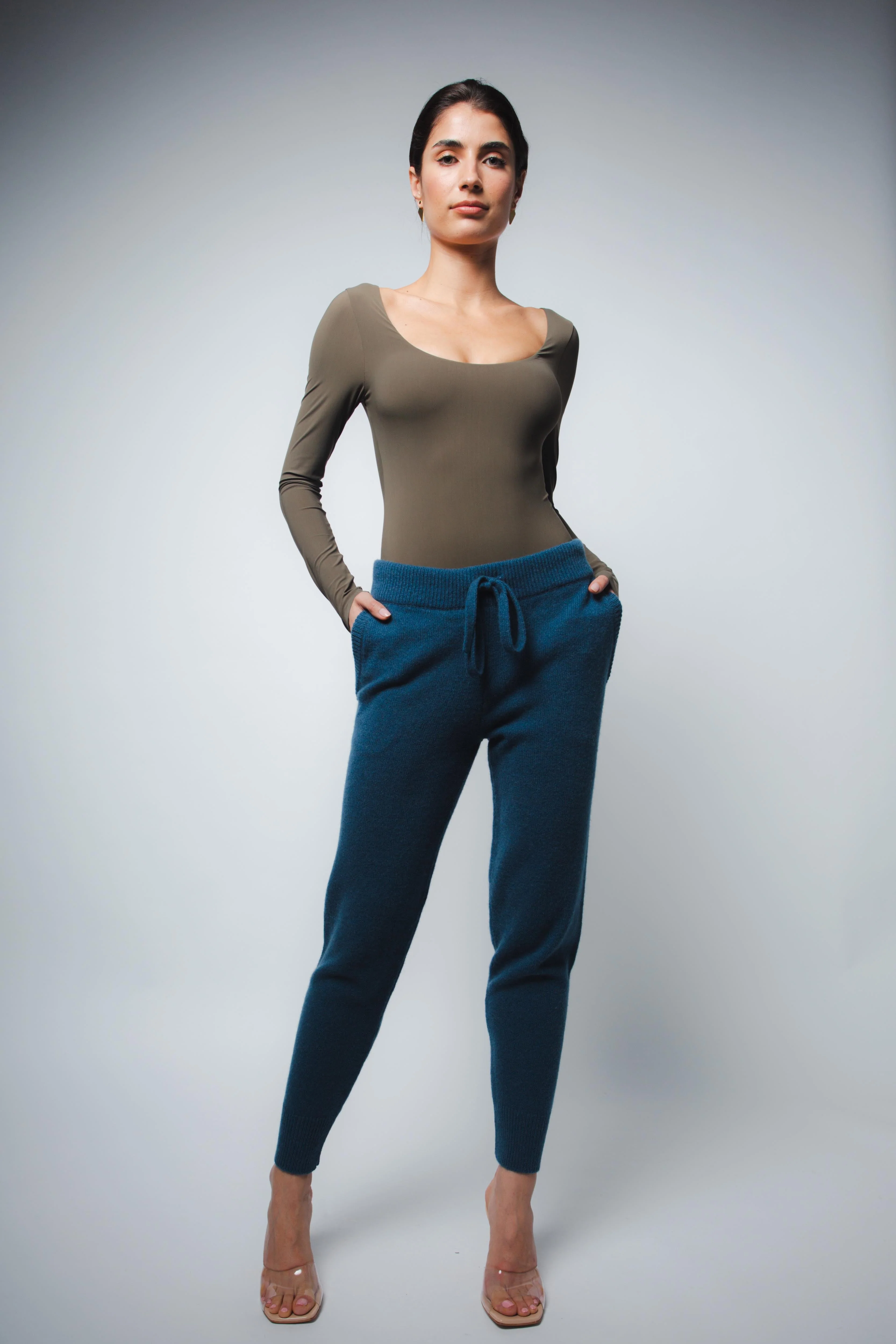 ADDISON CASHMERE TRACK PANT IN PEACOCK - Image 2