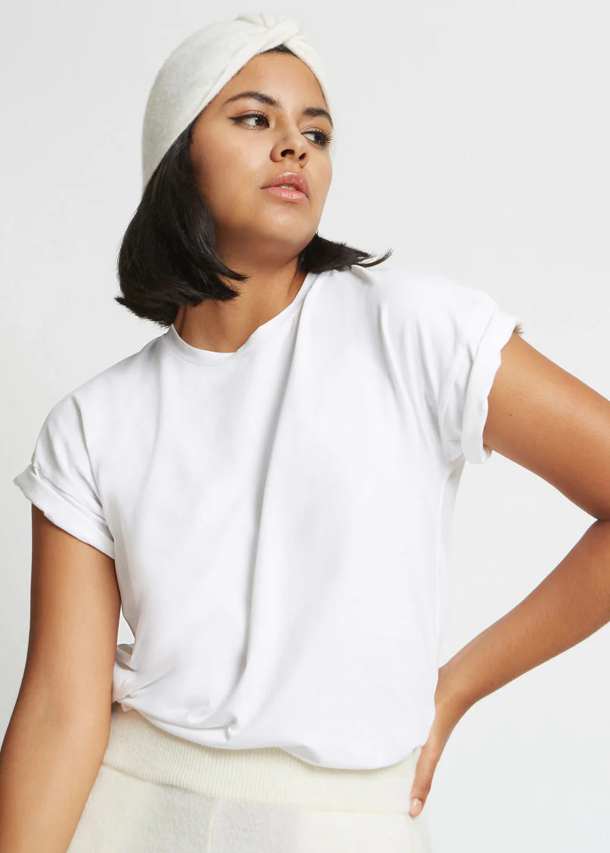 STACY CASHMERE TURBAN HAT IN SUGAR - Image 2