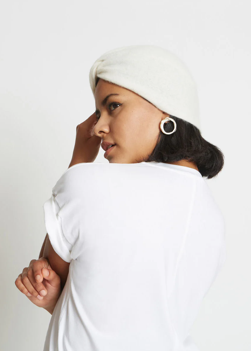 STACY CASHMERE TURBAN HAT IN SUGAR - Image 3