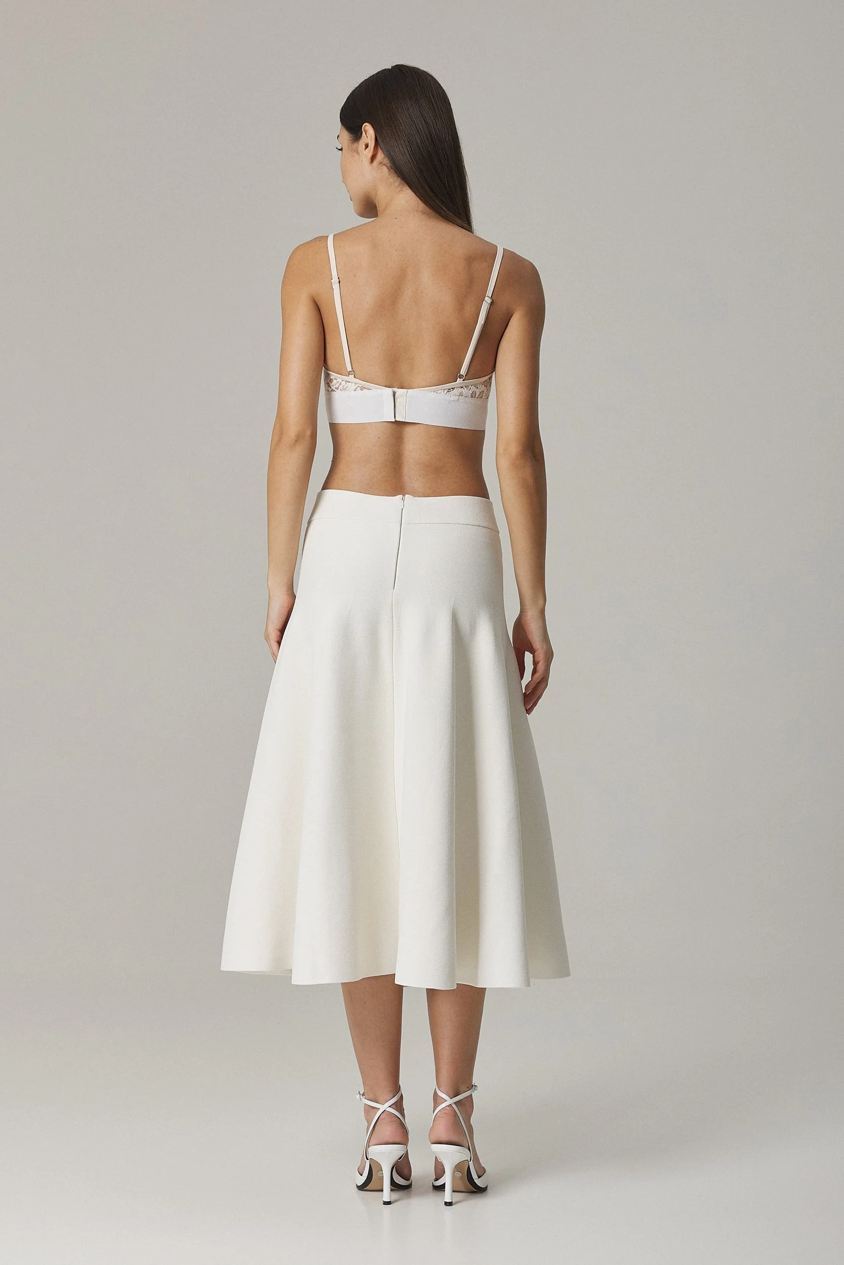 MONICA CIRCULAR KNIT FULL SKIRT IN SUGAR - Image 3
