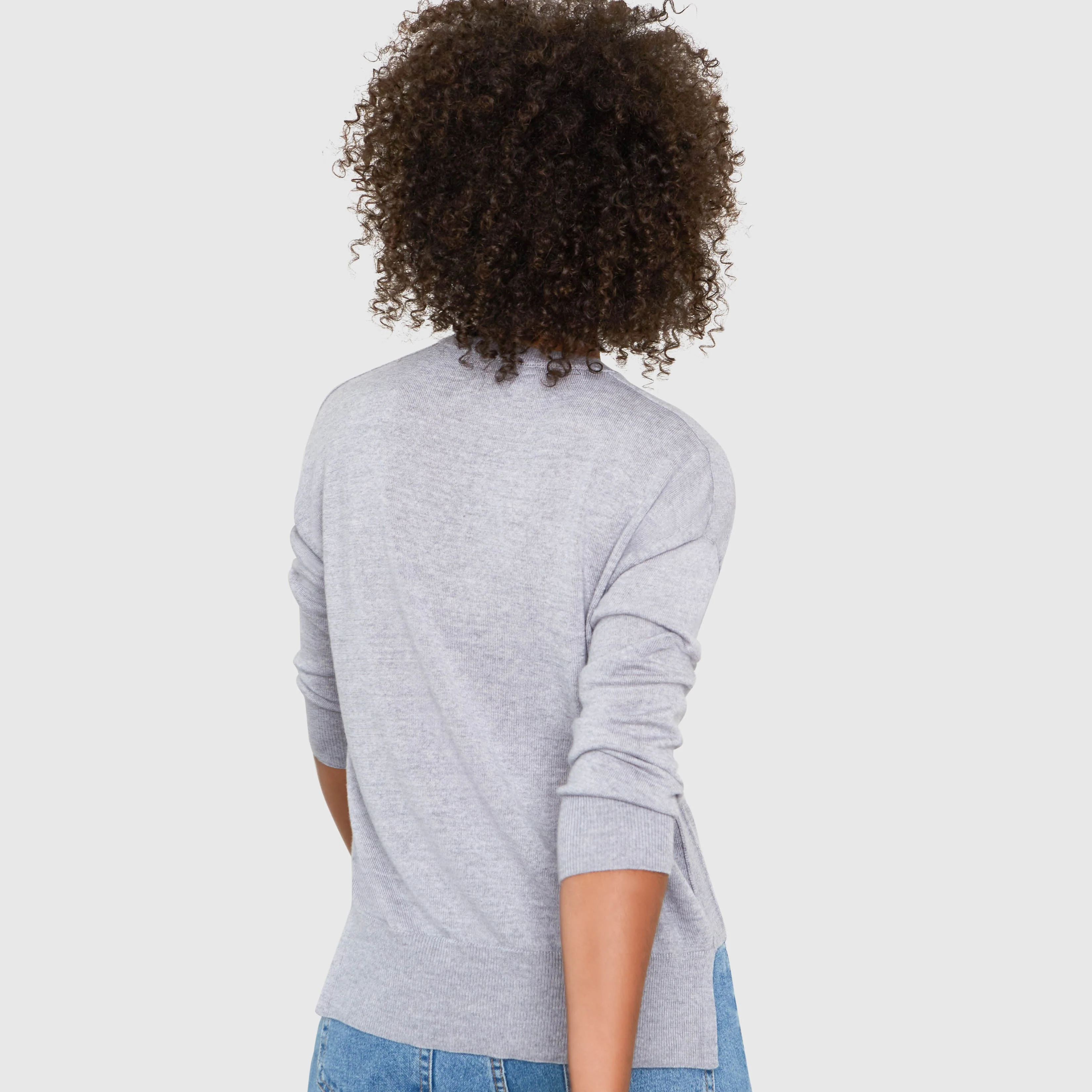 STELLA CREW NECK RELAXED FIT MERINO WOOL SWEATER IN HEATHER GREY - Image 3
