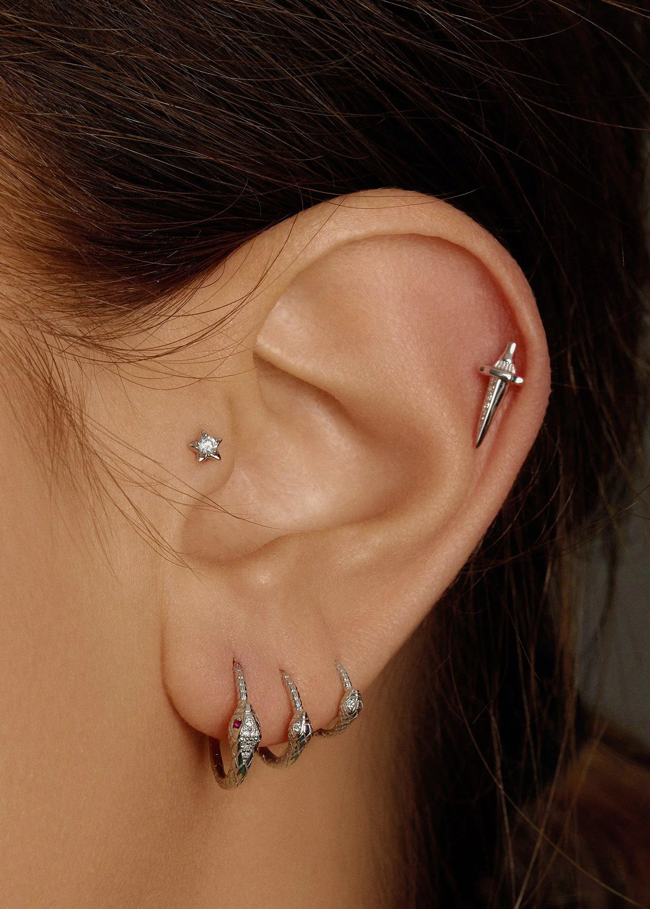 PAMELA LOVE - White Gold Dagger Pavé Stud - Image 3