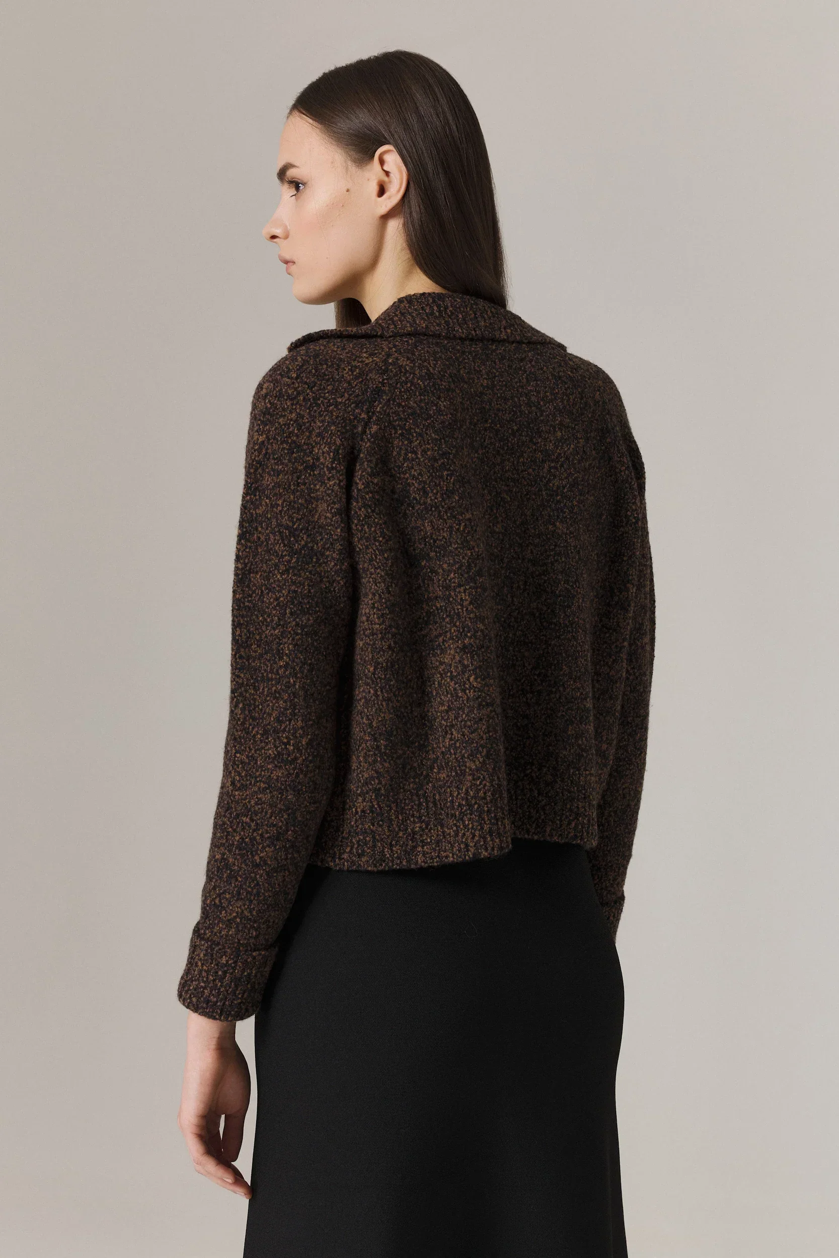 ZOLA DOUBLE BREASTED CARDIGAN IN FRECKLED BROWN - Image 4