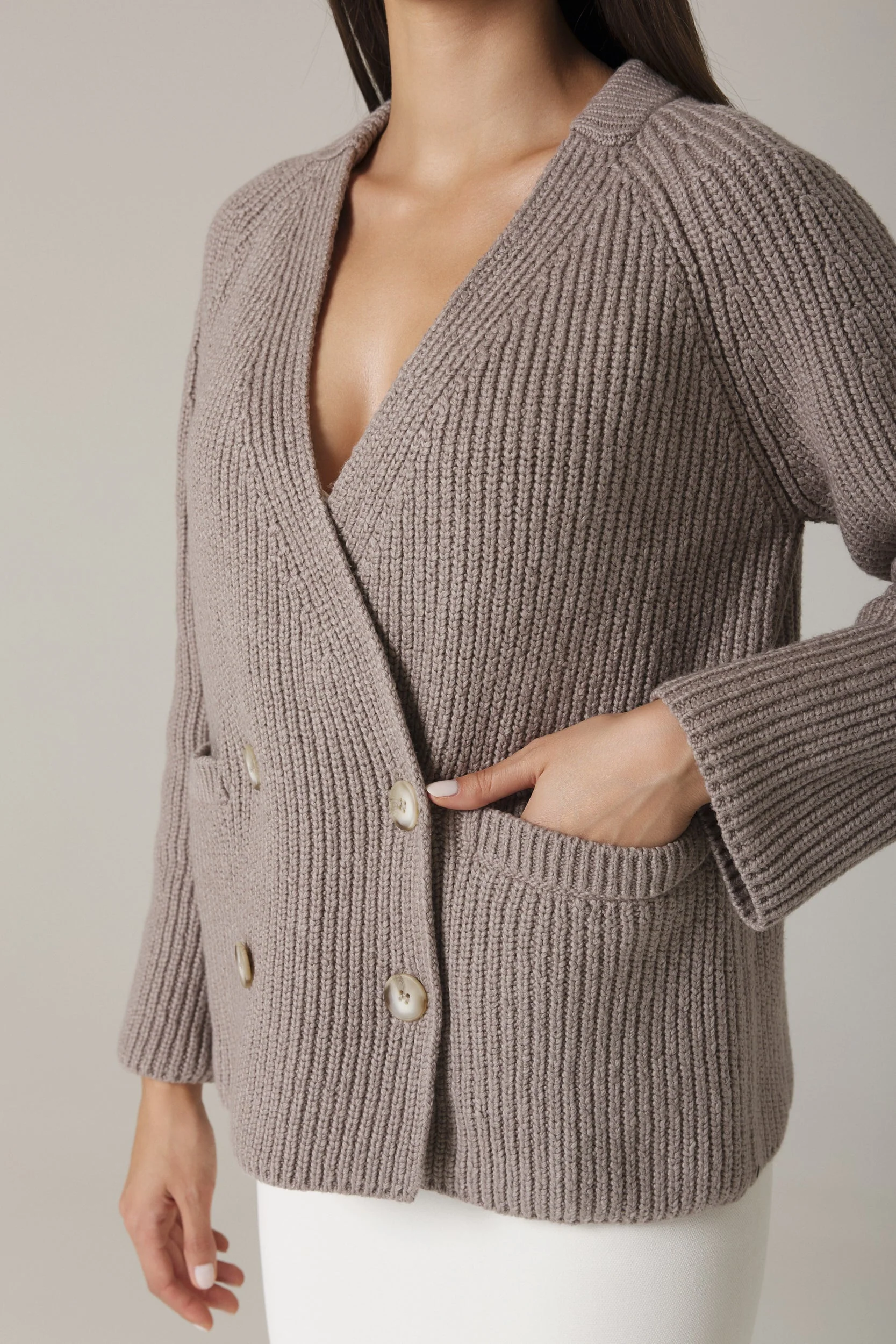 FLORIN DOUBLE BREASTED CARDIGAN IN CLAY - Image 2