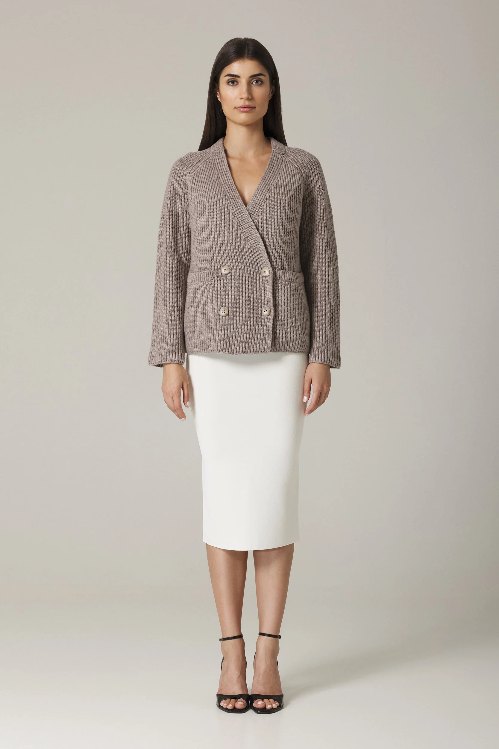 FLORIN DOUBLE BREASTED CARDIGAN IN CLAY - Image 4