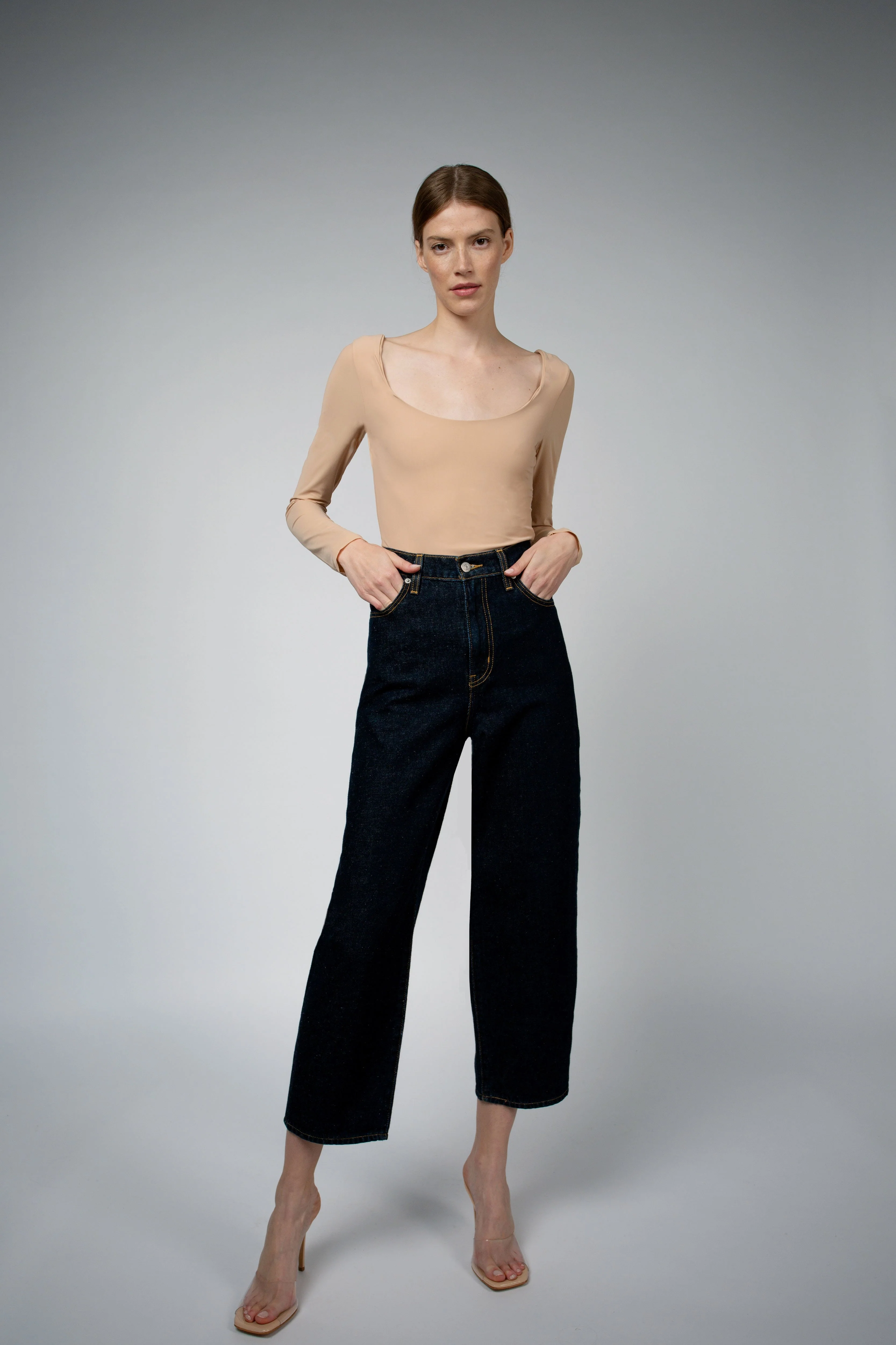 LUELLA DOUBLE LAYER BALLET NECKLINE BODYSUIT IN LATTE - Image 3