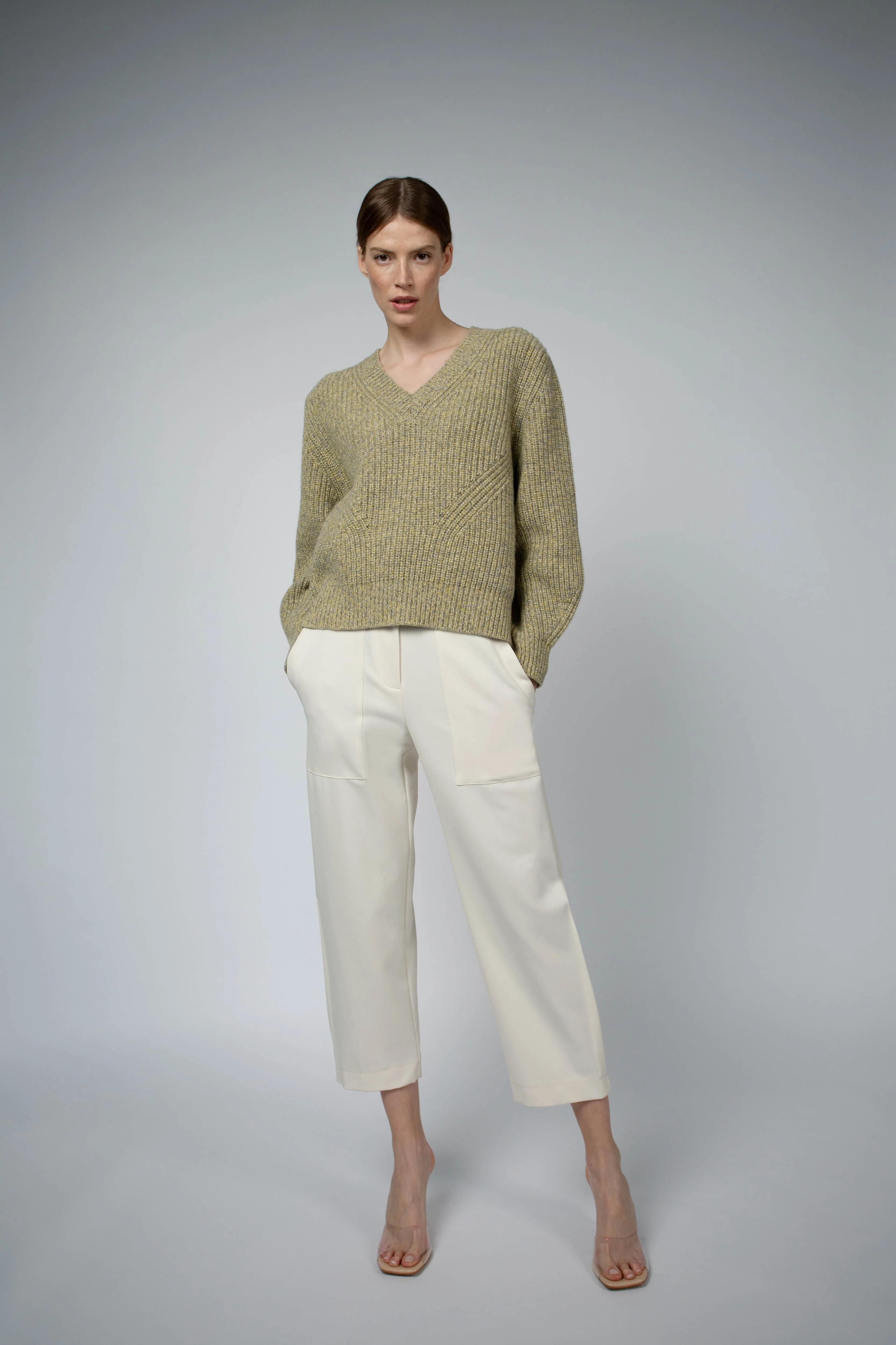 ADA DRAPED BACK CASHMERE SWEATER IN POLLEN - Image 4
