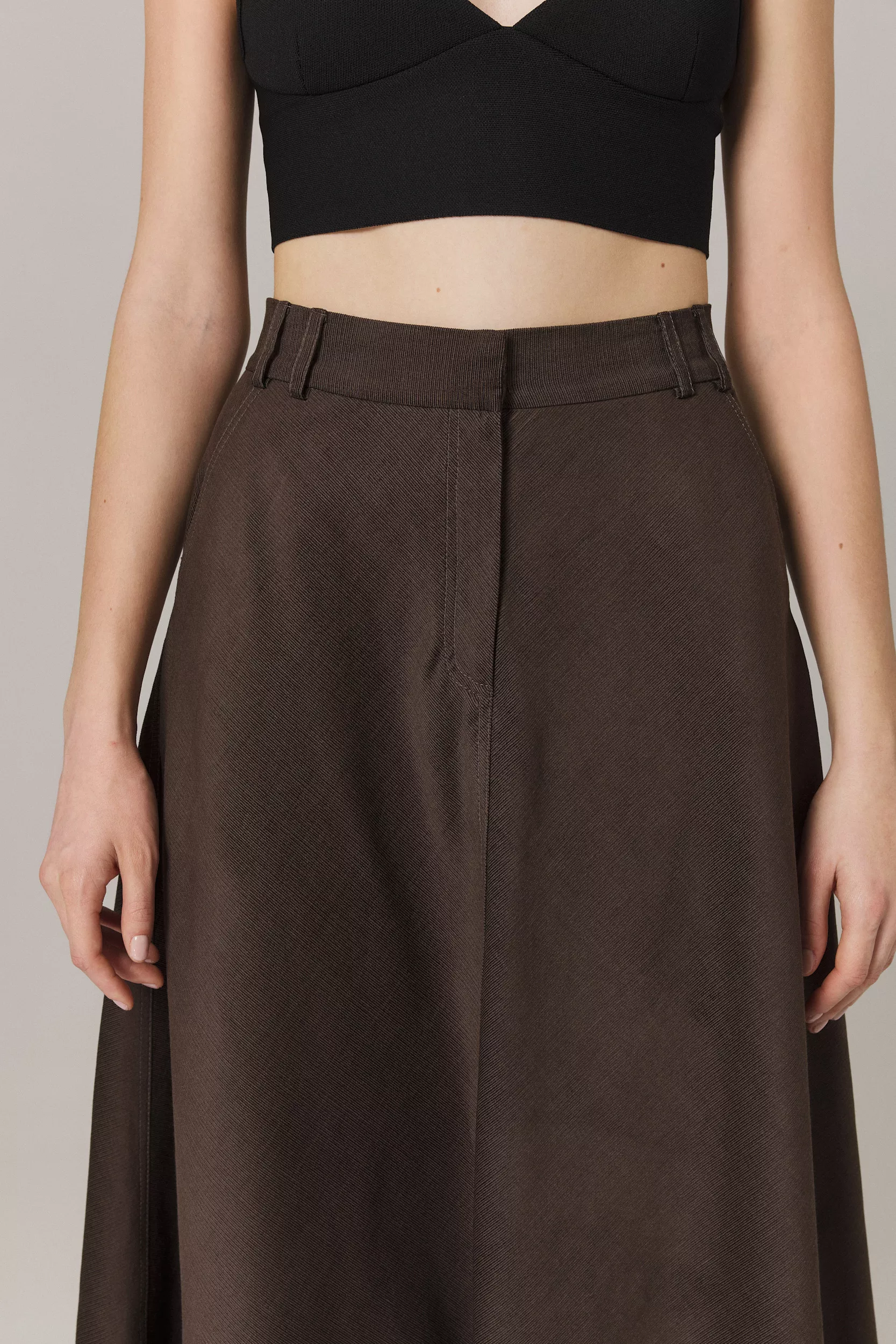 LUCIA FINE CORDUROY CIRCLE SKIRT IN UMBER - Image 4