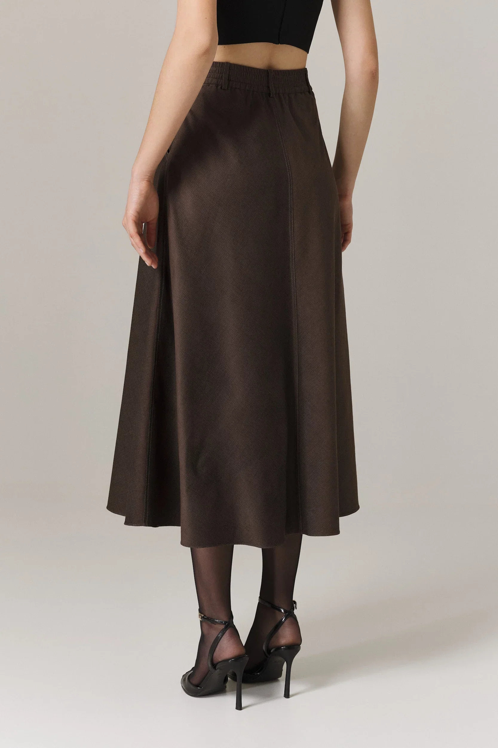 LUCIA FINE CORDUROY CIRCLE SKIRT IN UMBER - Image 5