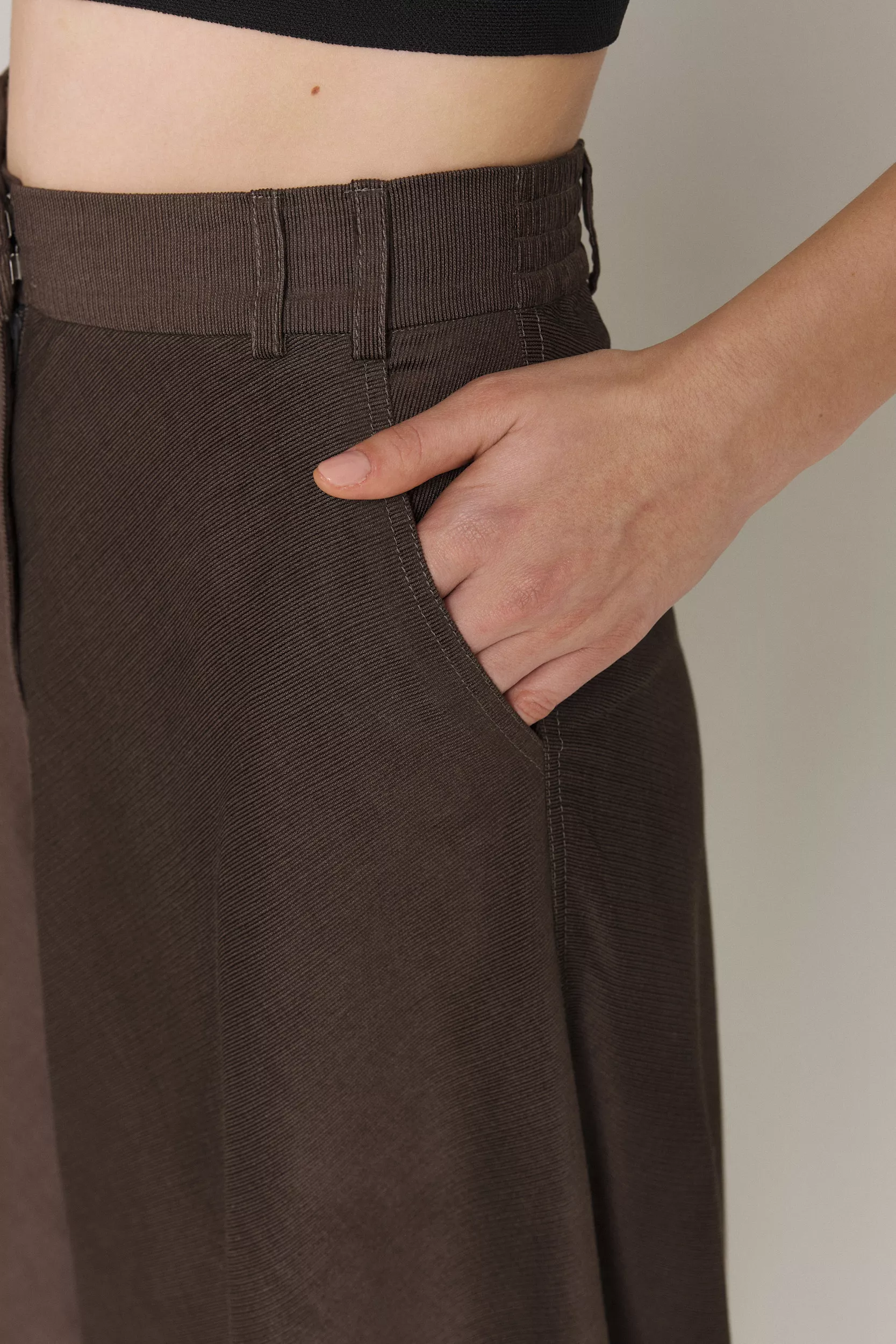 LUCIA FINE CORDUROY CIRCLE SKIRT IN UMBER - Image 6