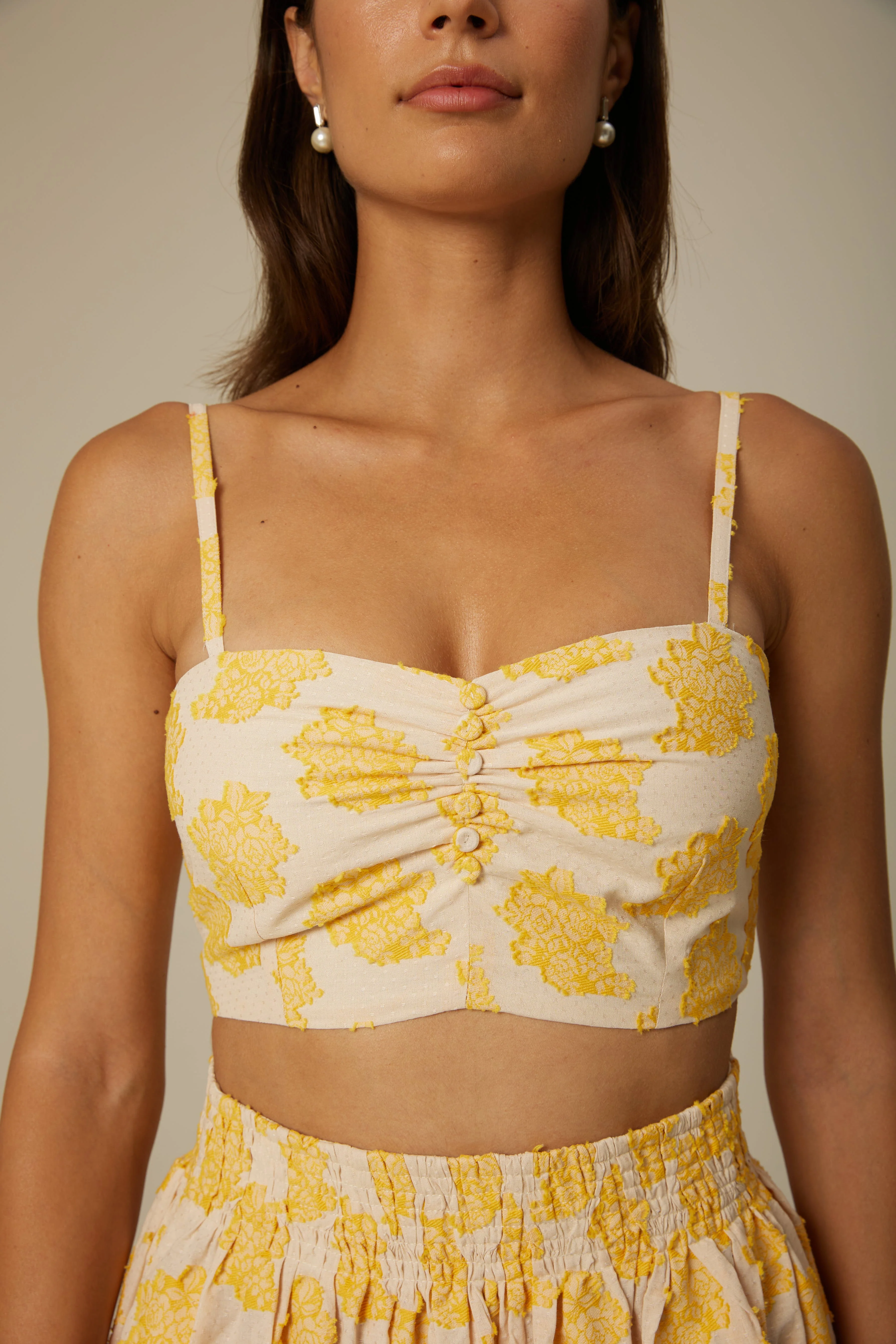 DARIA COTTON BRALETTE IN YELLOW FLORAL - Image 4