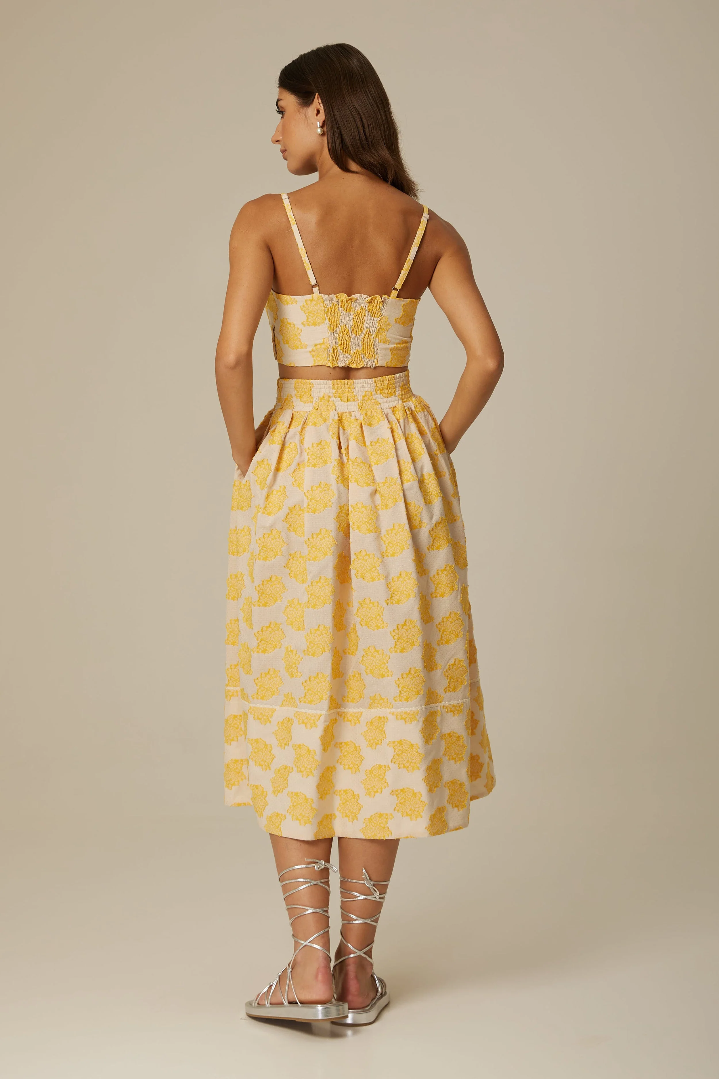 SOFIA FULL COTTON SKIRT IN YELLOW FLORAL - Image 4