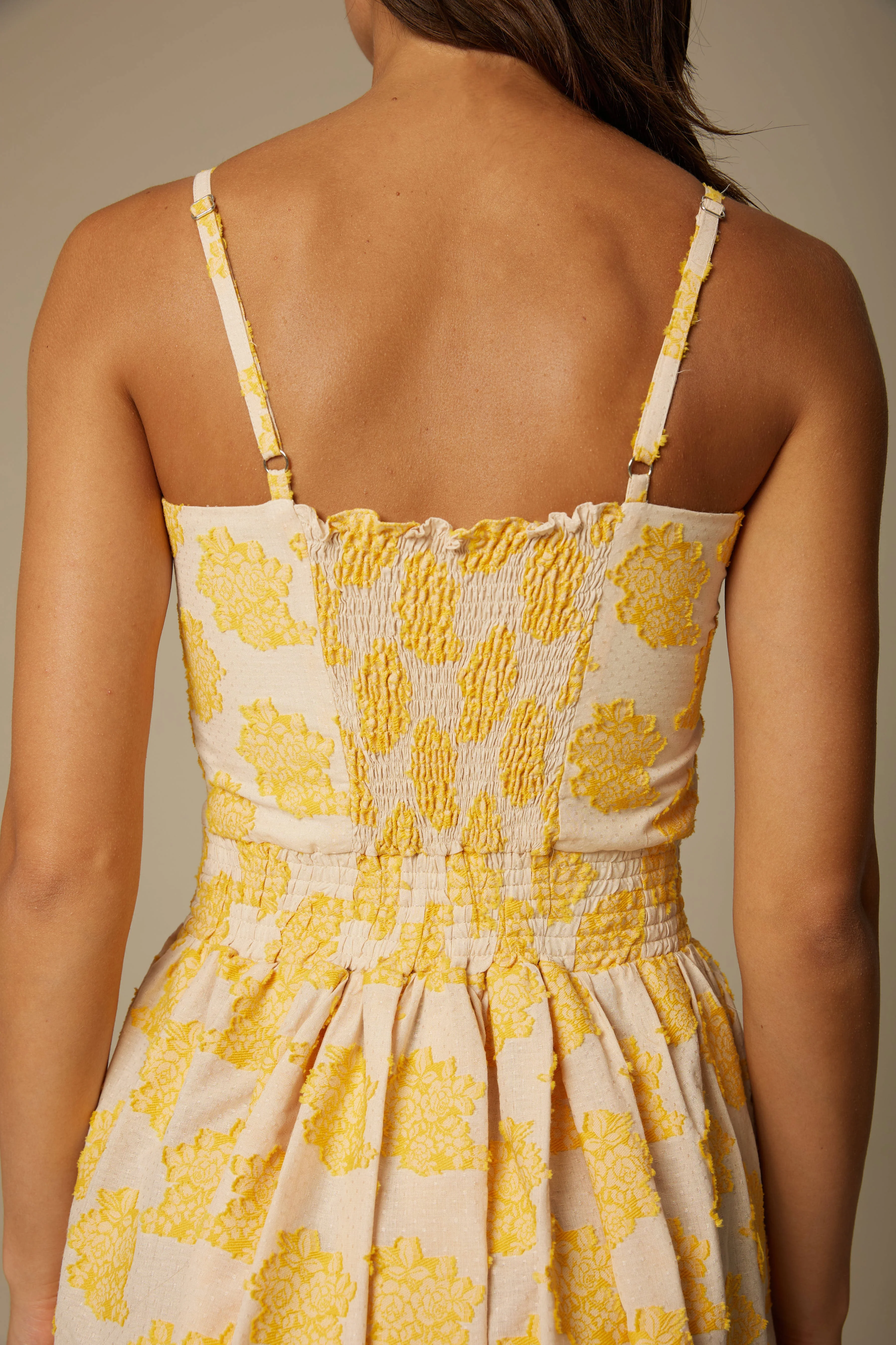 MIRIA STRAPPY COTTON DRESS IN YELLOW FLORAL - Image 5