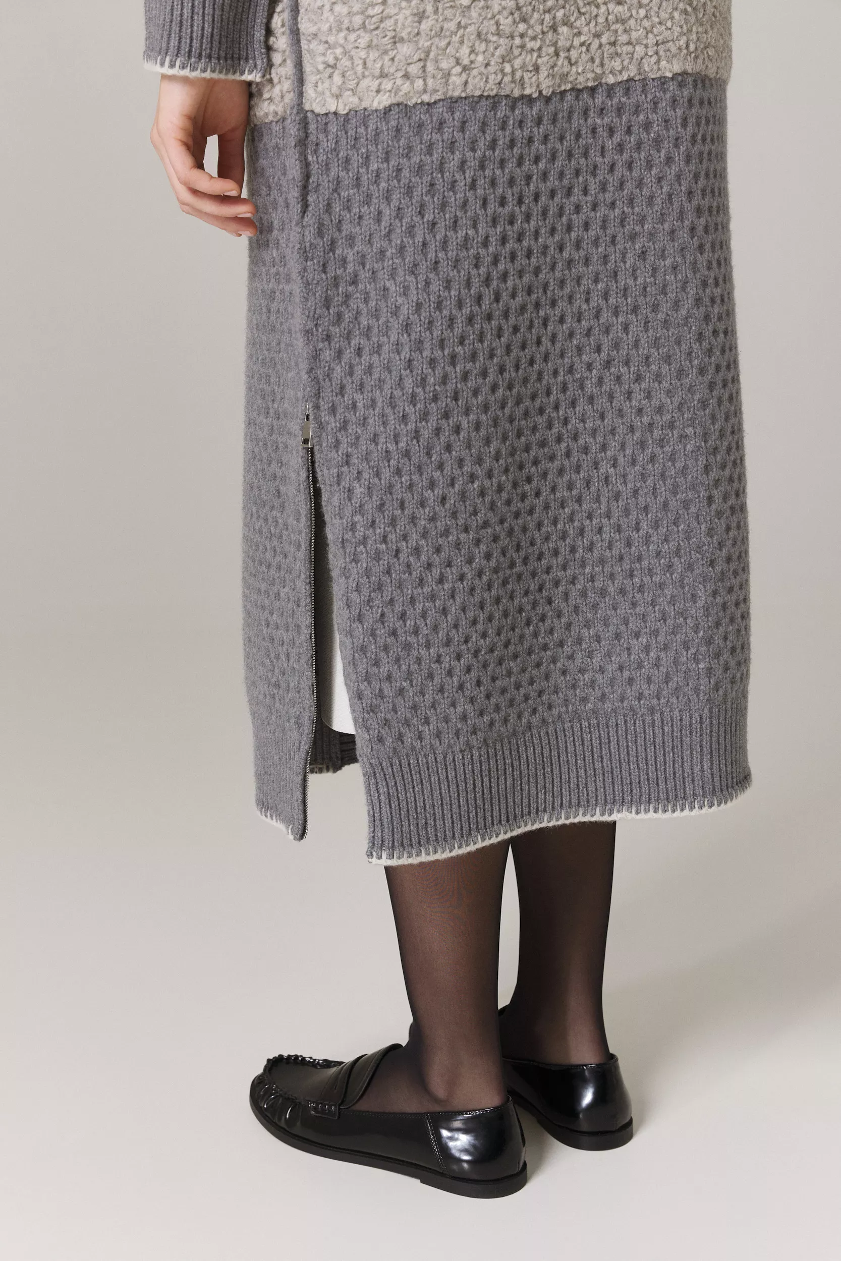 BOYER FAUX FUR AND WOOL SWEATER COAT IN HEATHER GREY - Image 7