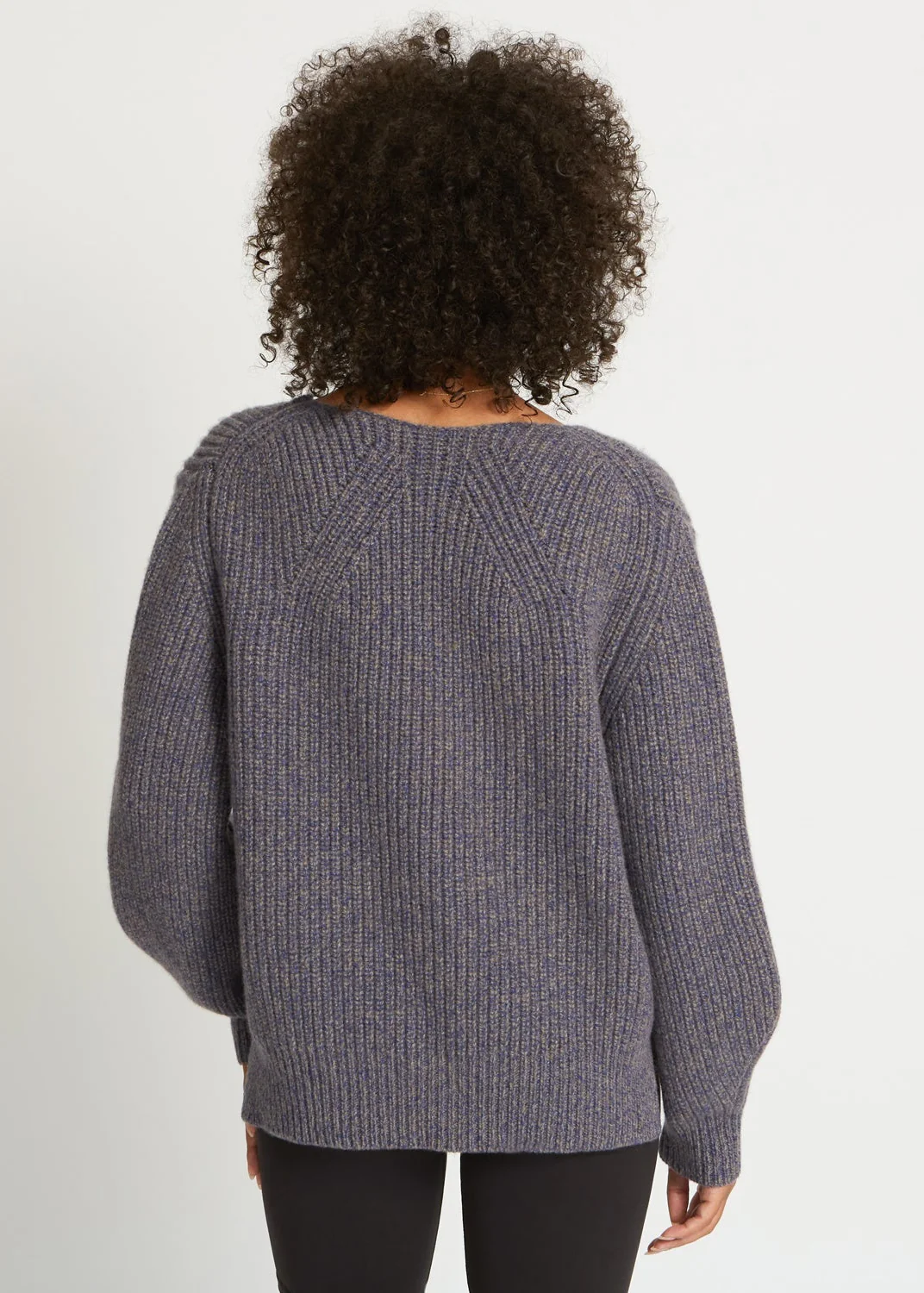KAYA RIBBED PURE CASHMERE SWEATER IN COBALT STONE - Image 4