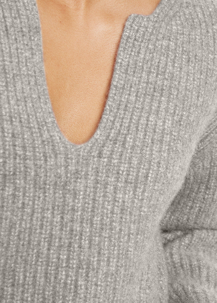 KAYA RIBBED PURE CASHMERE SWEATER IN GRANITE - Image 3