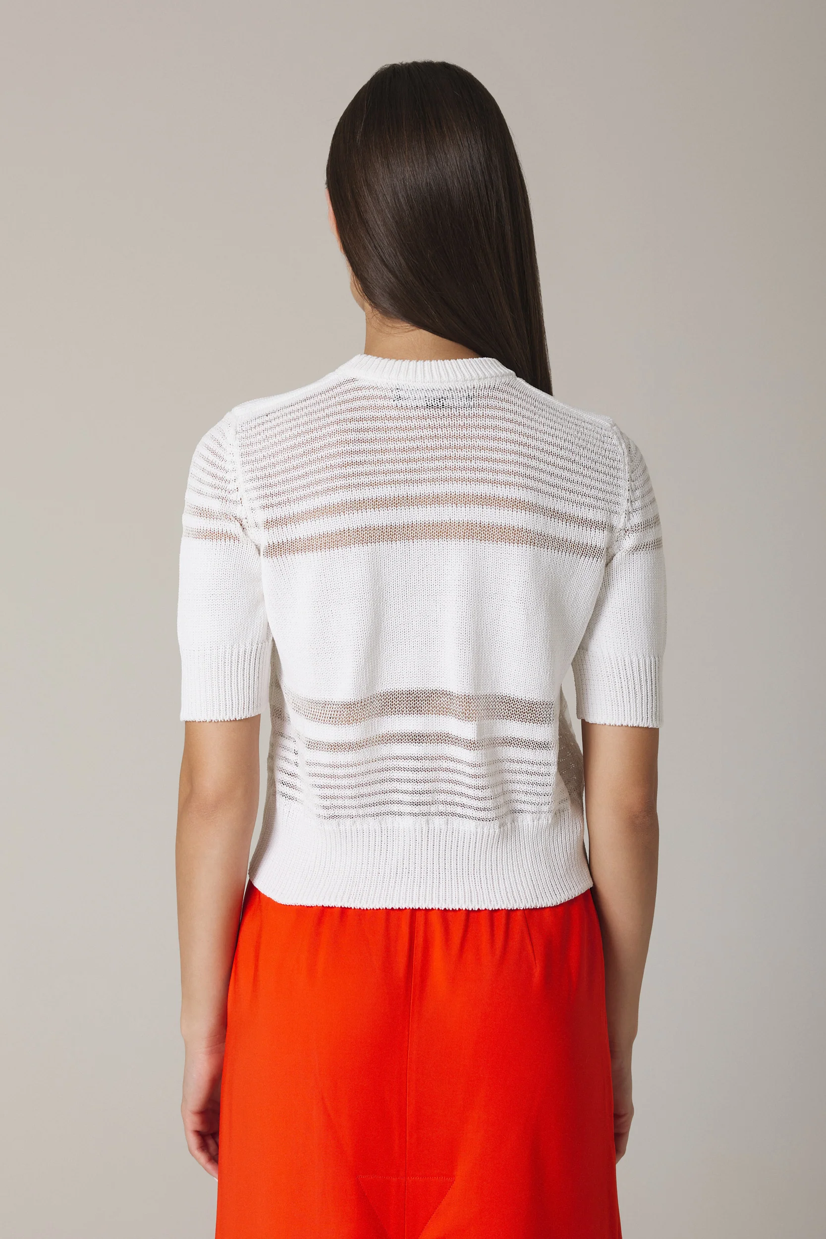 OLIVIA STRIPED SHORT SLEEVE SWEATER IN WHITE - Image 3