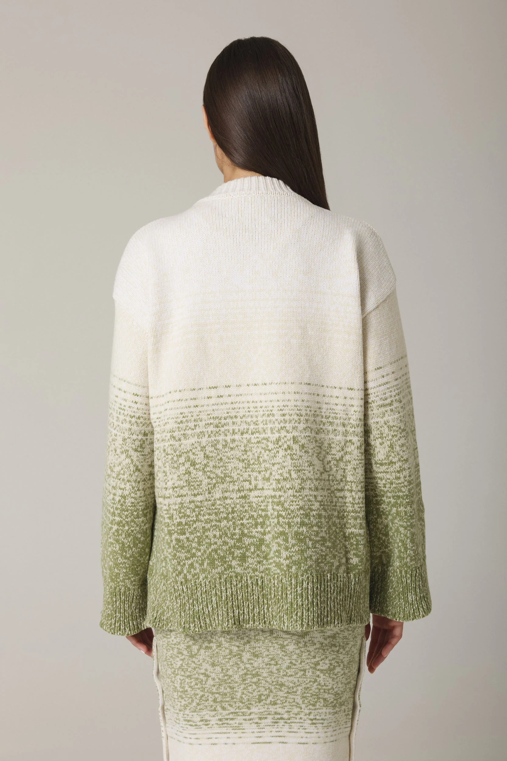 WADIM OMBRÉ OPEN CARDIGAN IN OLIVE COMBO - Image 4