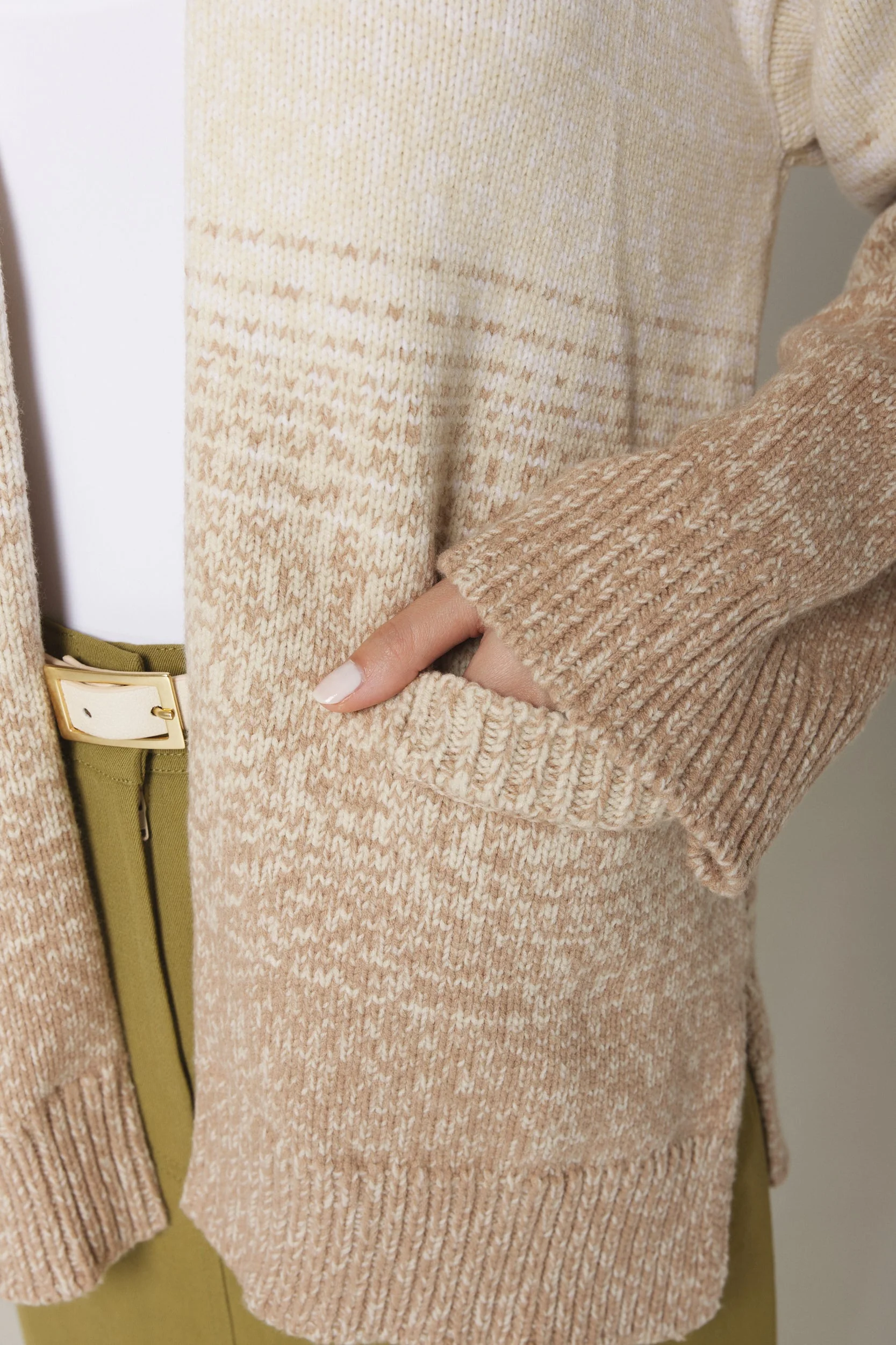WADIM OMBRÉ OPEN CARDIGAN IN SAND COMBO - Image 3