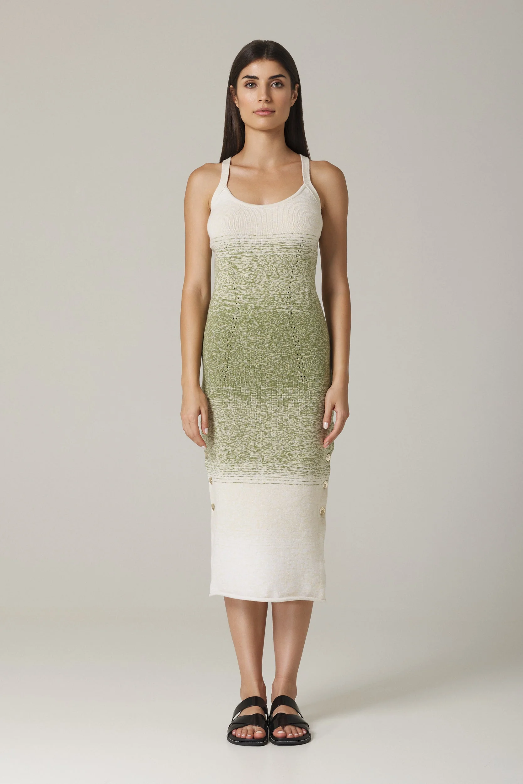 YEDDA OMBRÉ SWEATER DRESS IN OLIVE COMBO - Image 2