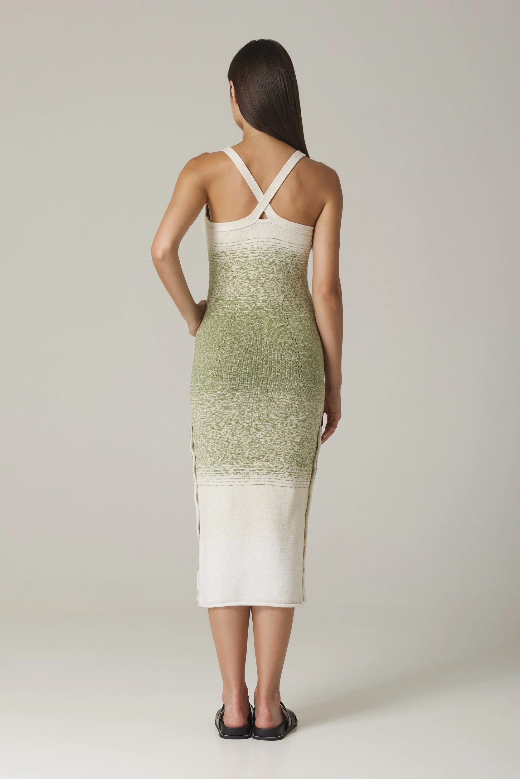 YEDDA OMBRÉ SWEATER DRESS IN OLIVE COMBO - Image 4