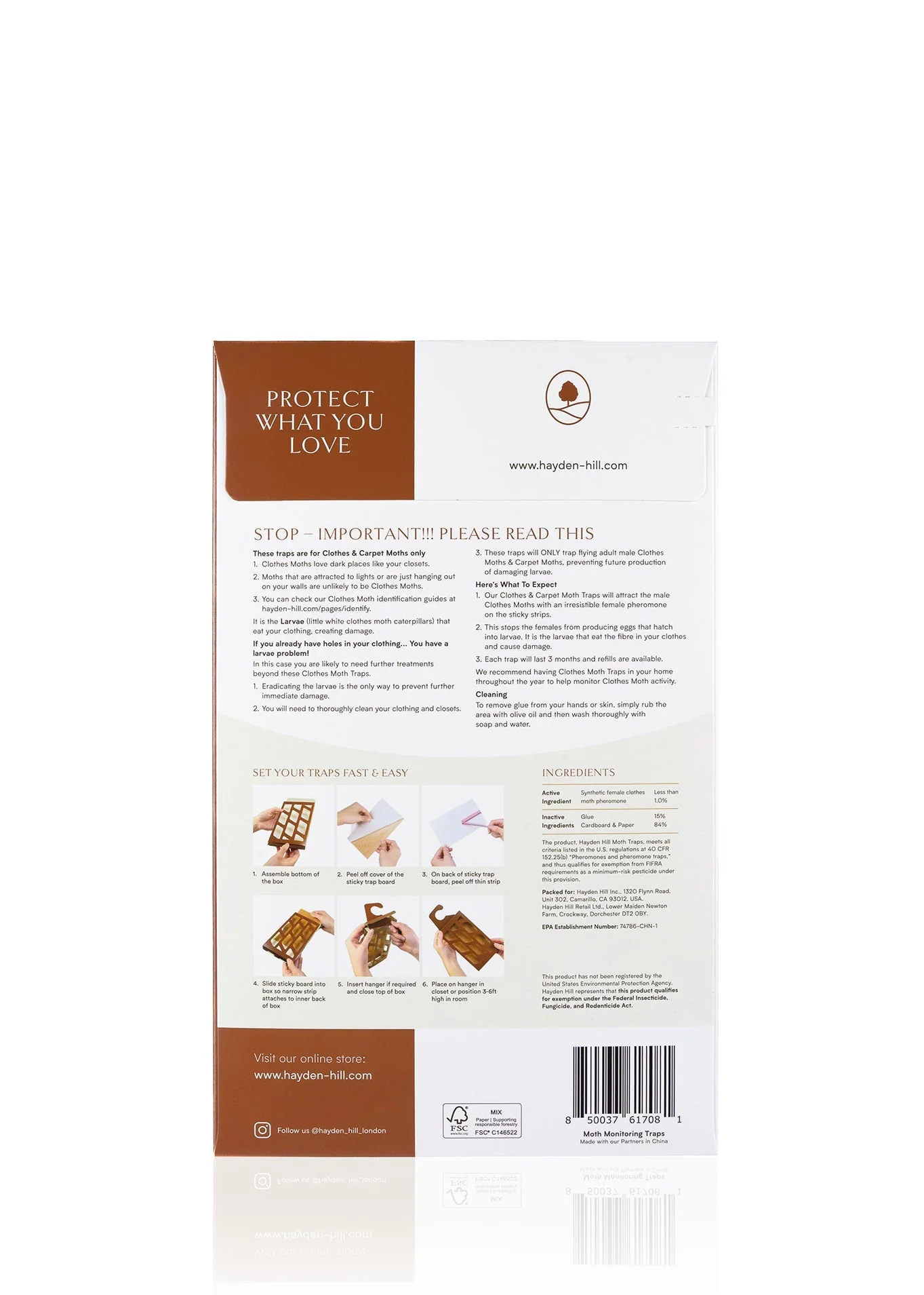 HAYDEN HILL - Powerful Clothes Moth Traps Odorless and Non-Toxic - 3 pack - Image 8