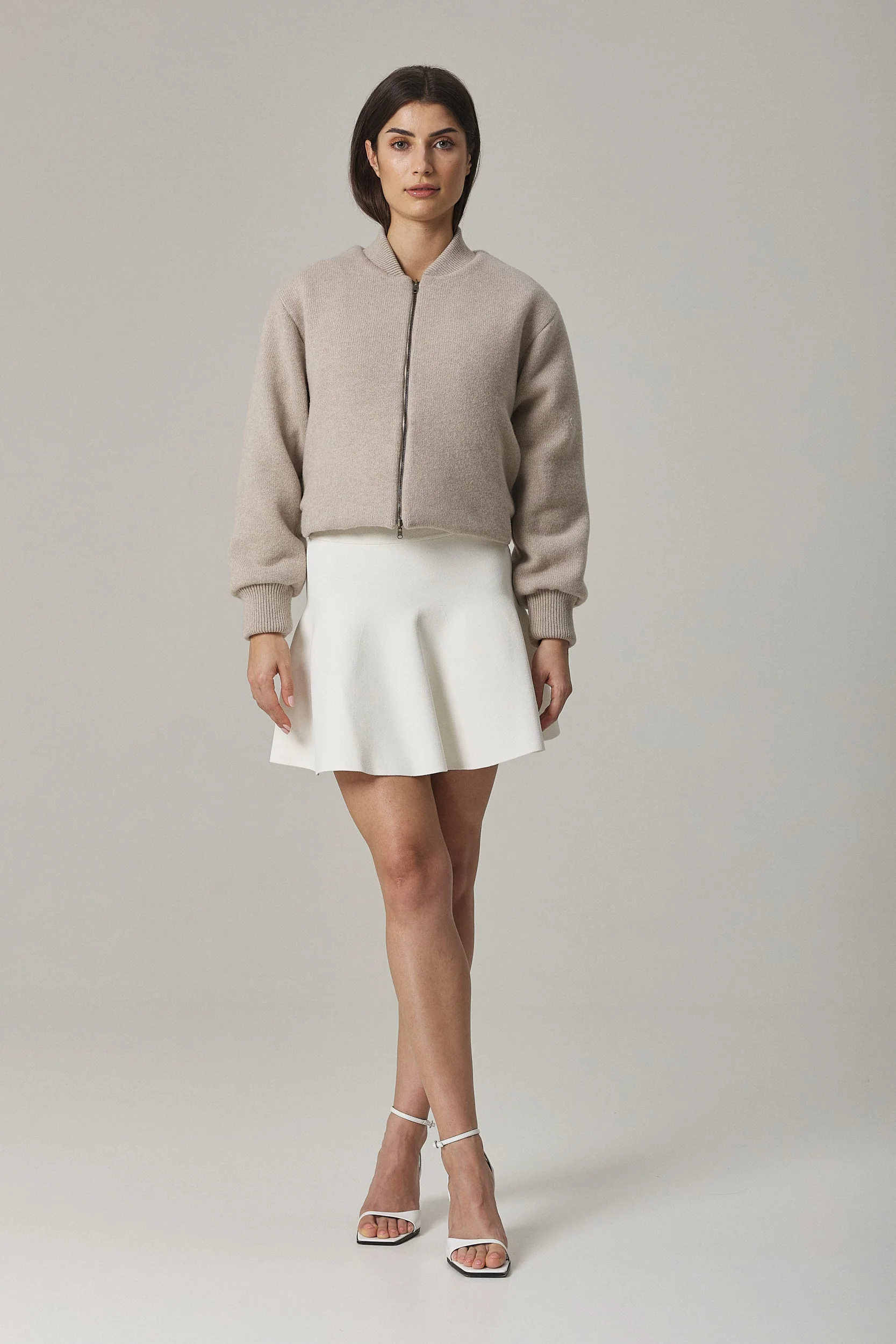 JAIME CASHMERE BLEND REVERSIBLE FLIGHT JACKET IN OAT - Image 2