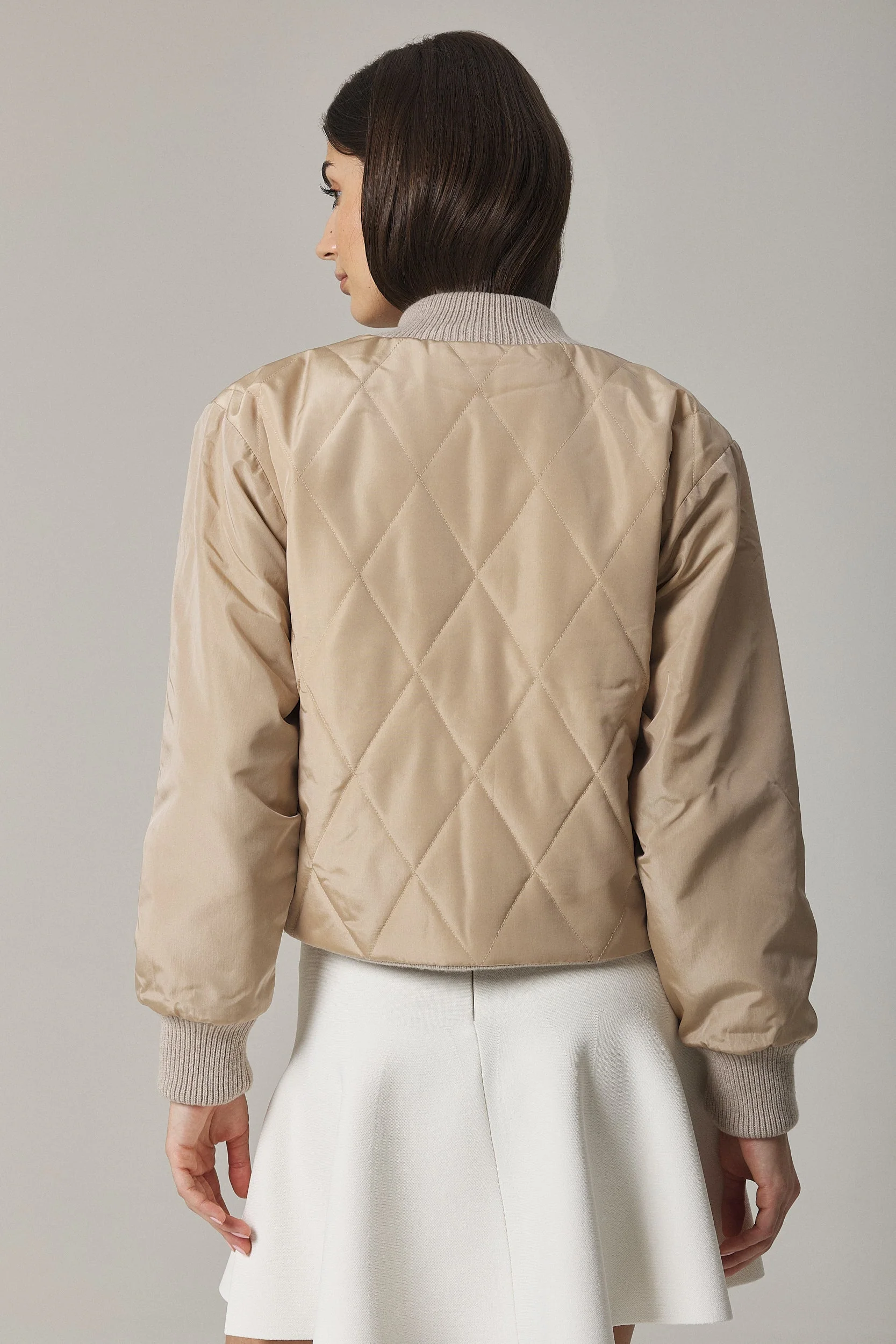 JAIME CASHMERE BLEND REVERSIBLE FLIGHT JACKET IN OAT - Image 4