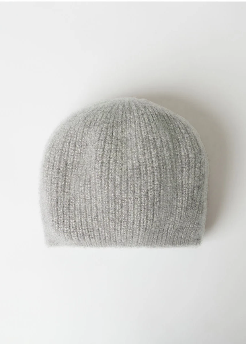 CELINE RIBBED PURE CASHMERE BERET IN GRANITE - Image 3