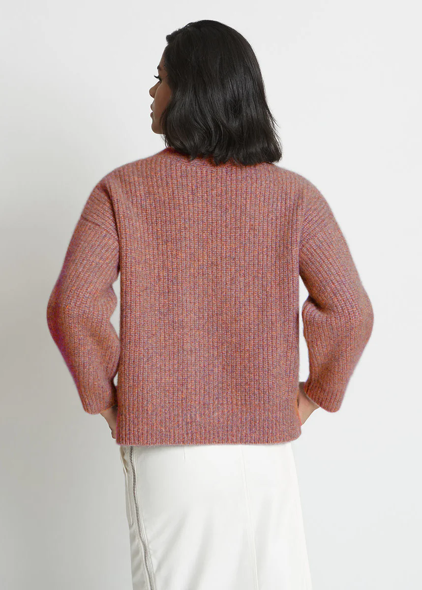 ALIX RIBBED PURE CASHMERE CARDIGAN IN RED AGATE - Image 4