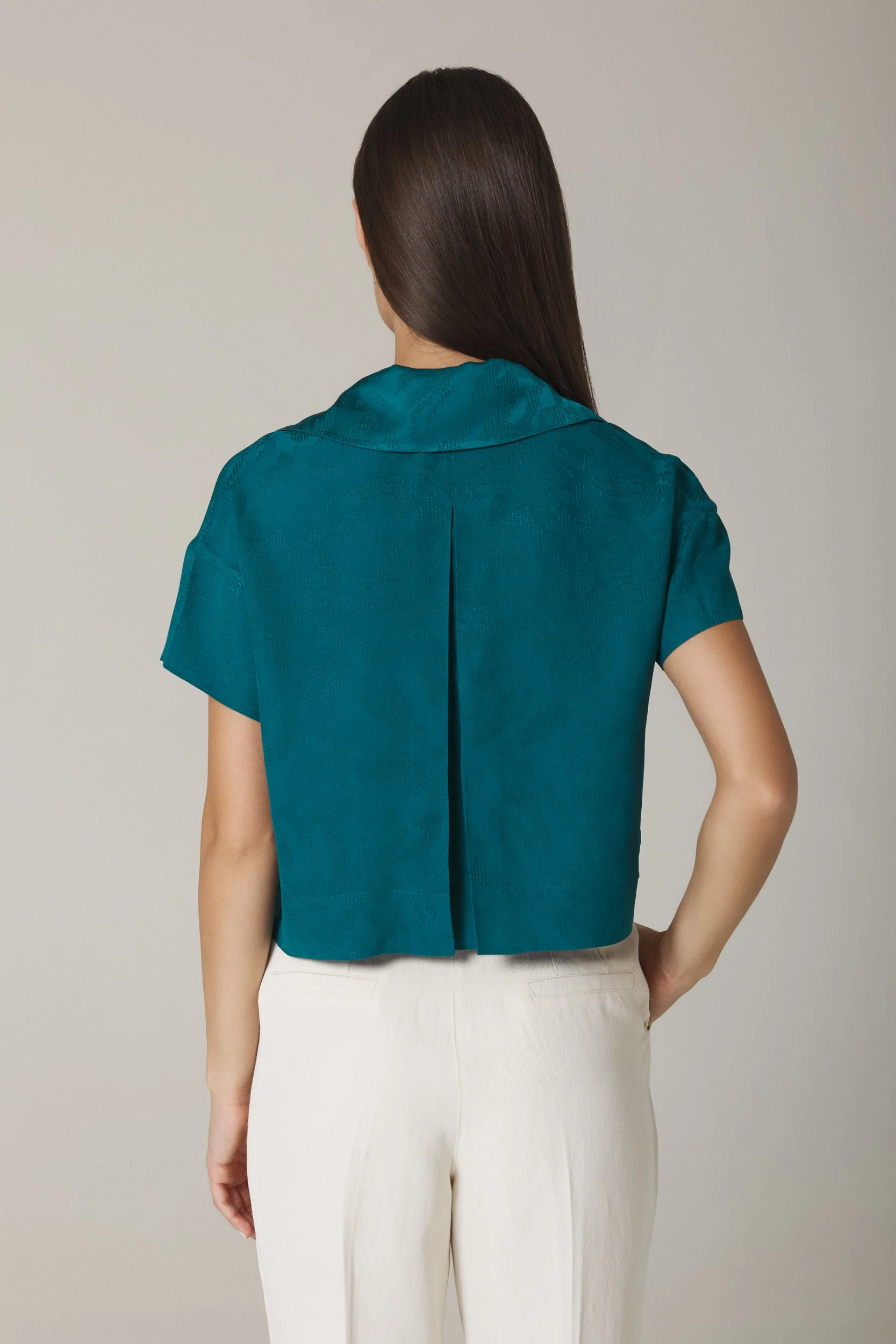 PAOLA SHORT SLEEVE BLOUSE IN CAPRI BLUE - Image 3