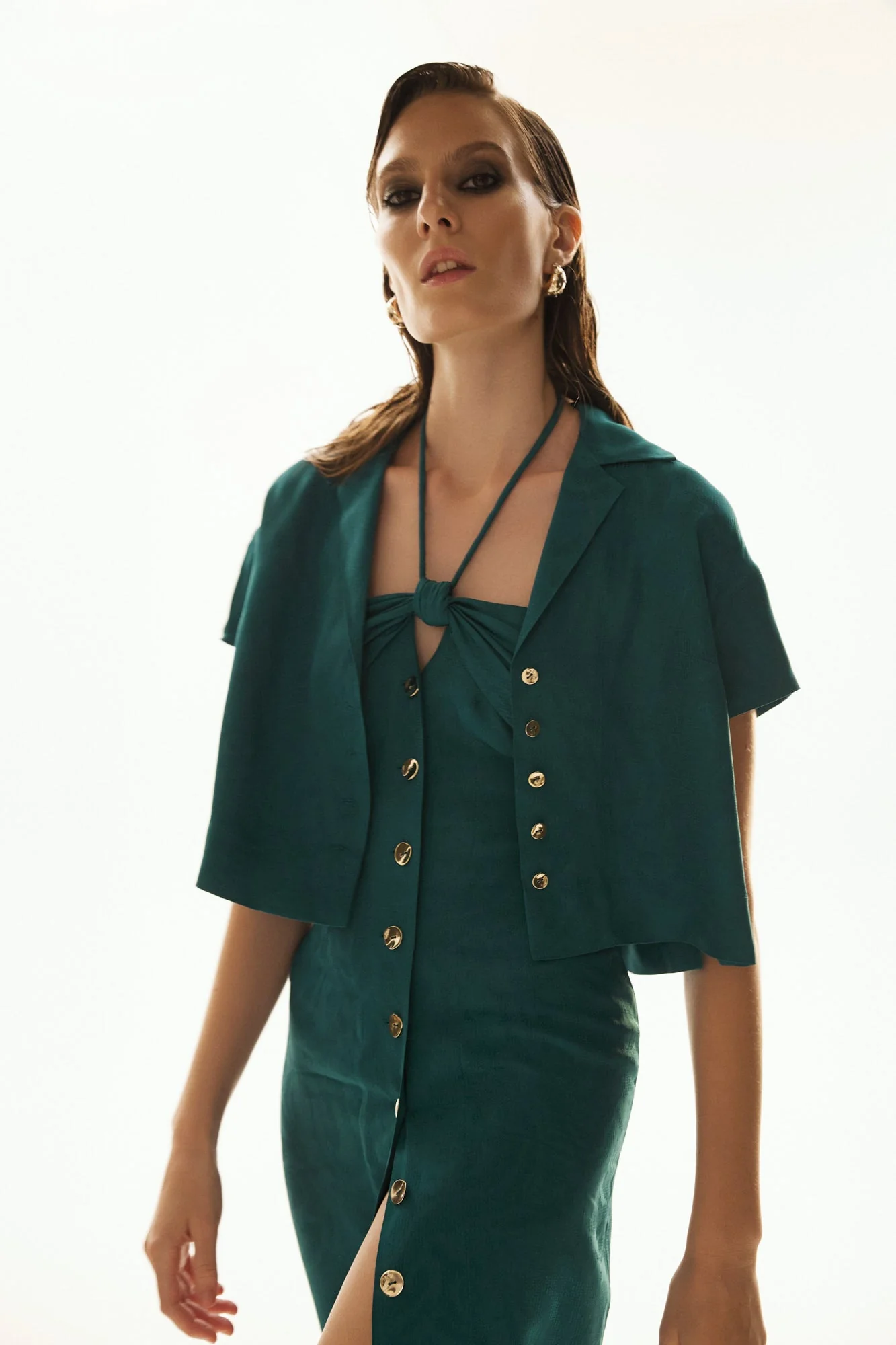 PAOLA SHORT SLEEVE BLOUSE IN CAPRI BLUE - Image 4