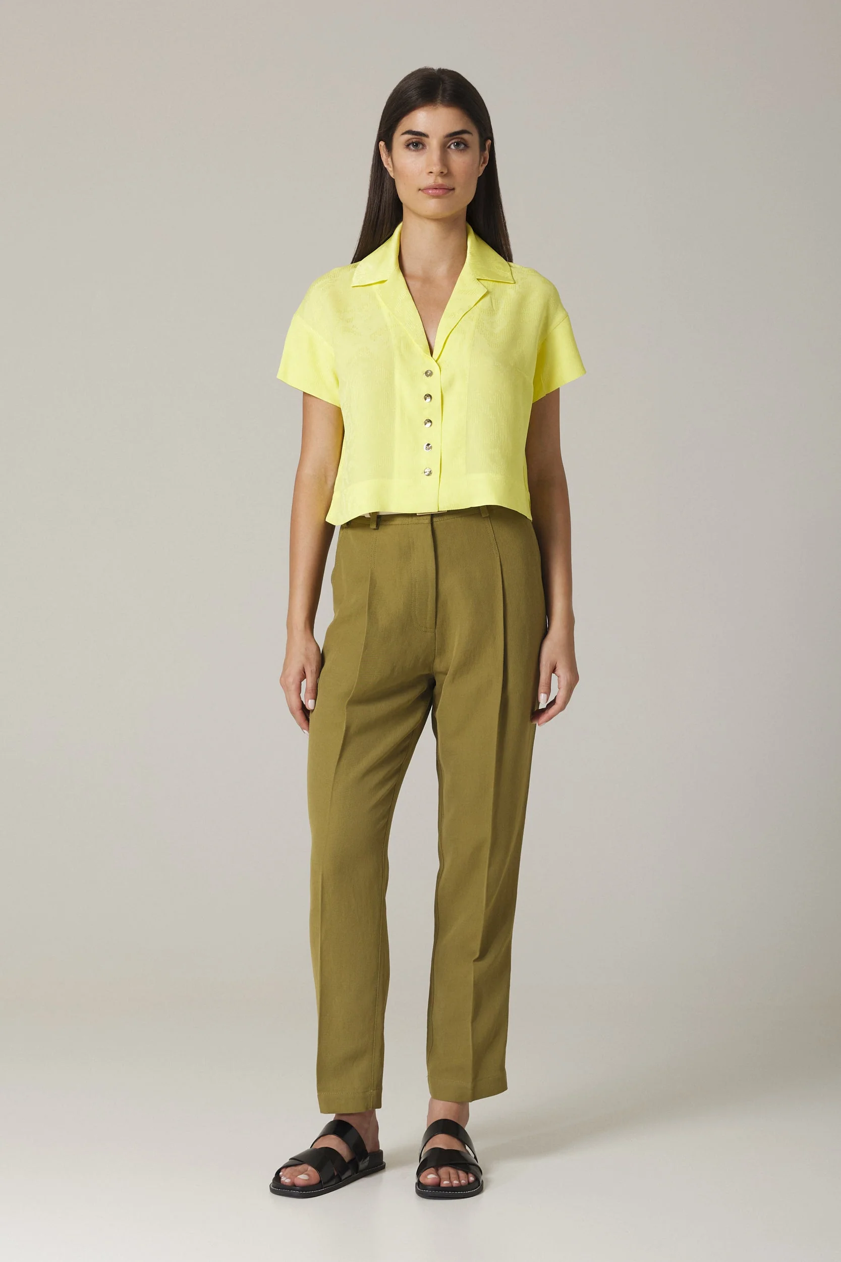 PAOLA SHORT SLEEVE BLOUSE IN LIMONCELLO - Image 2
