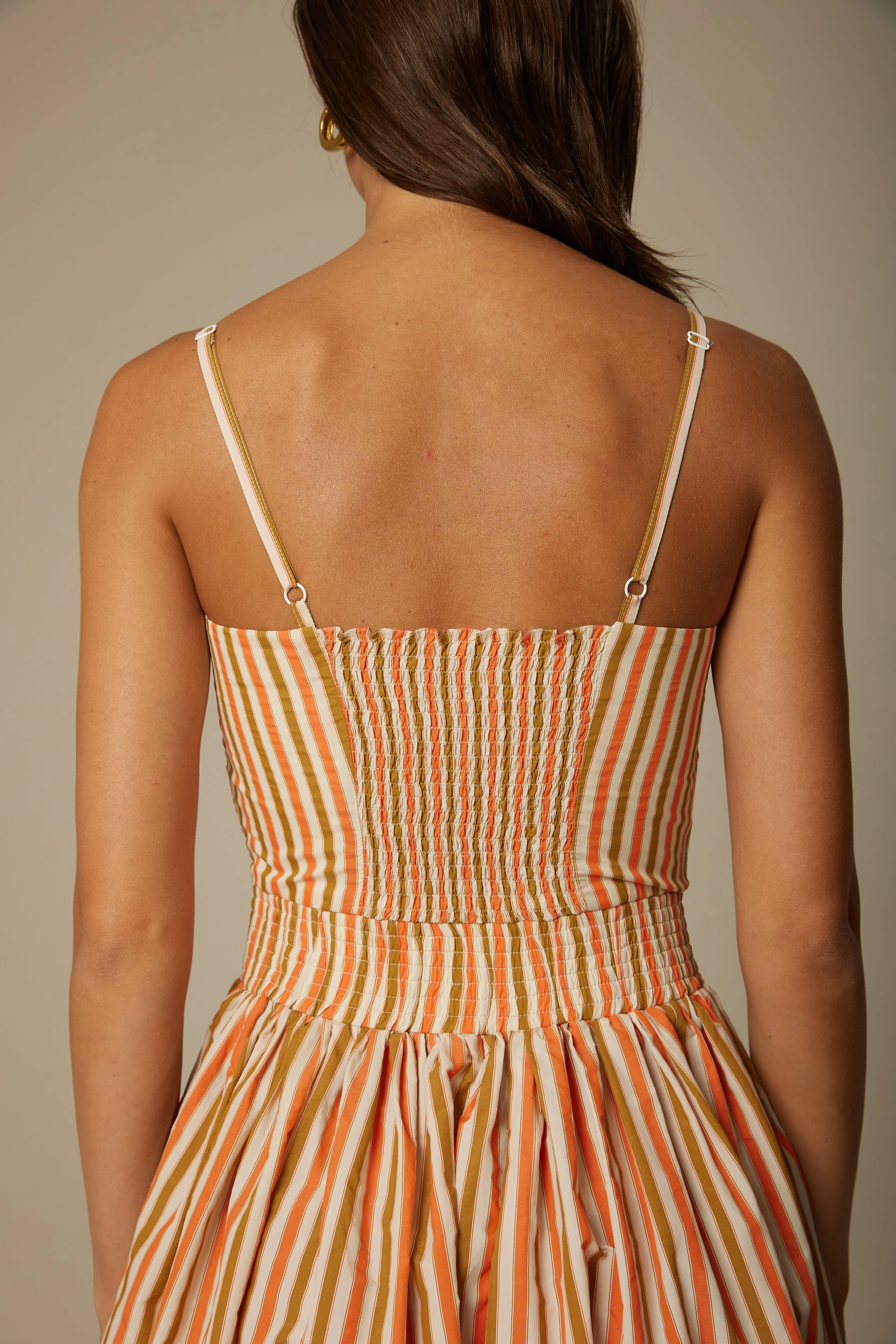 MIRIA TAFFETA STRAPPY DRESS IN SUNSET STRIPE - Image 5