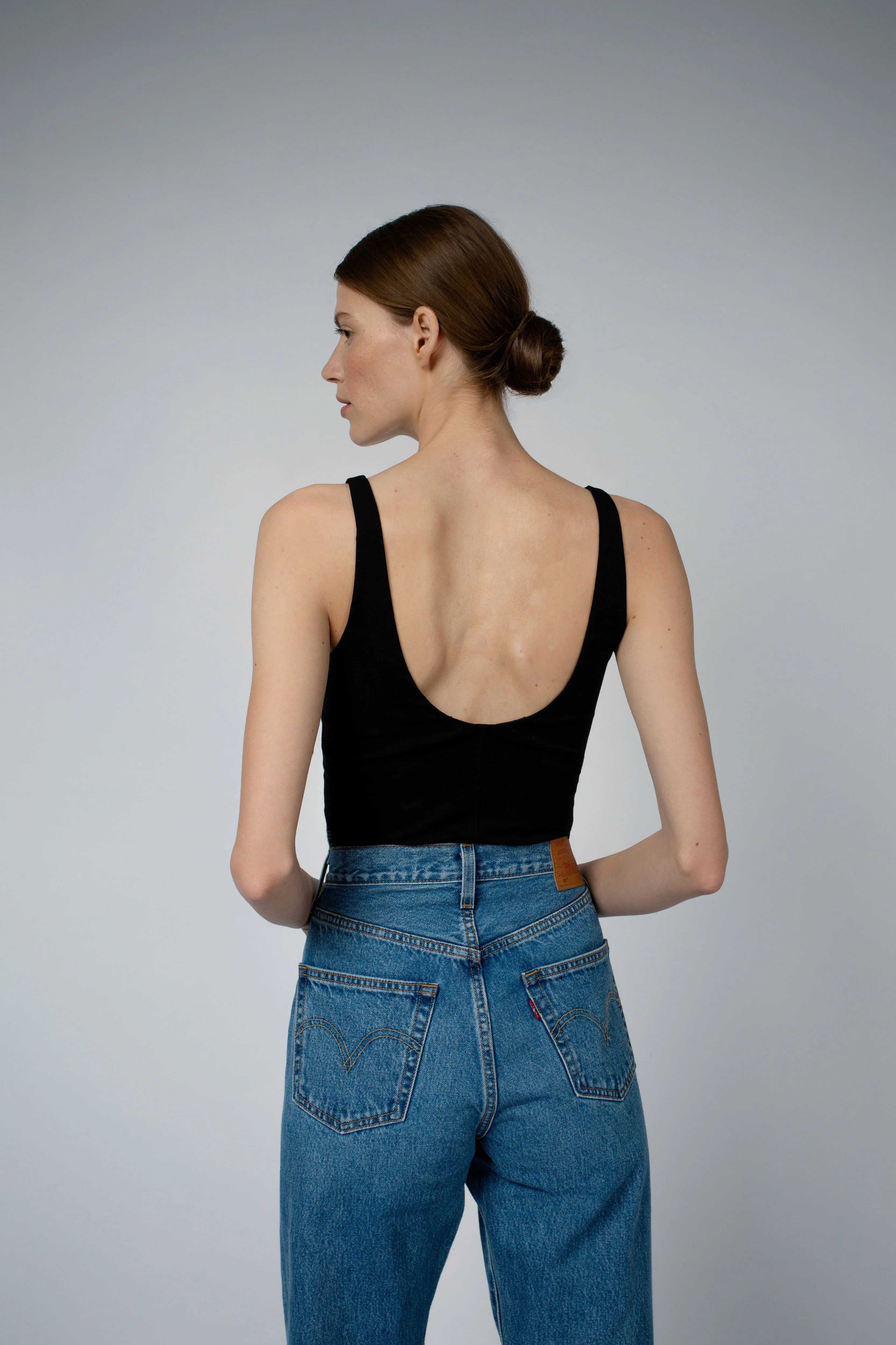 AVA ORGANIC COTTON BRA TANK TOP IN BLACK - Image 3