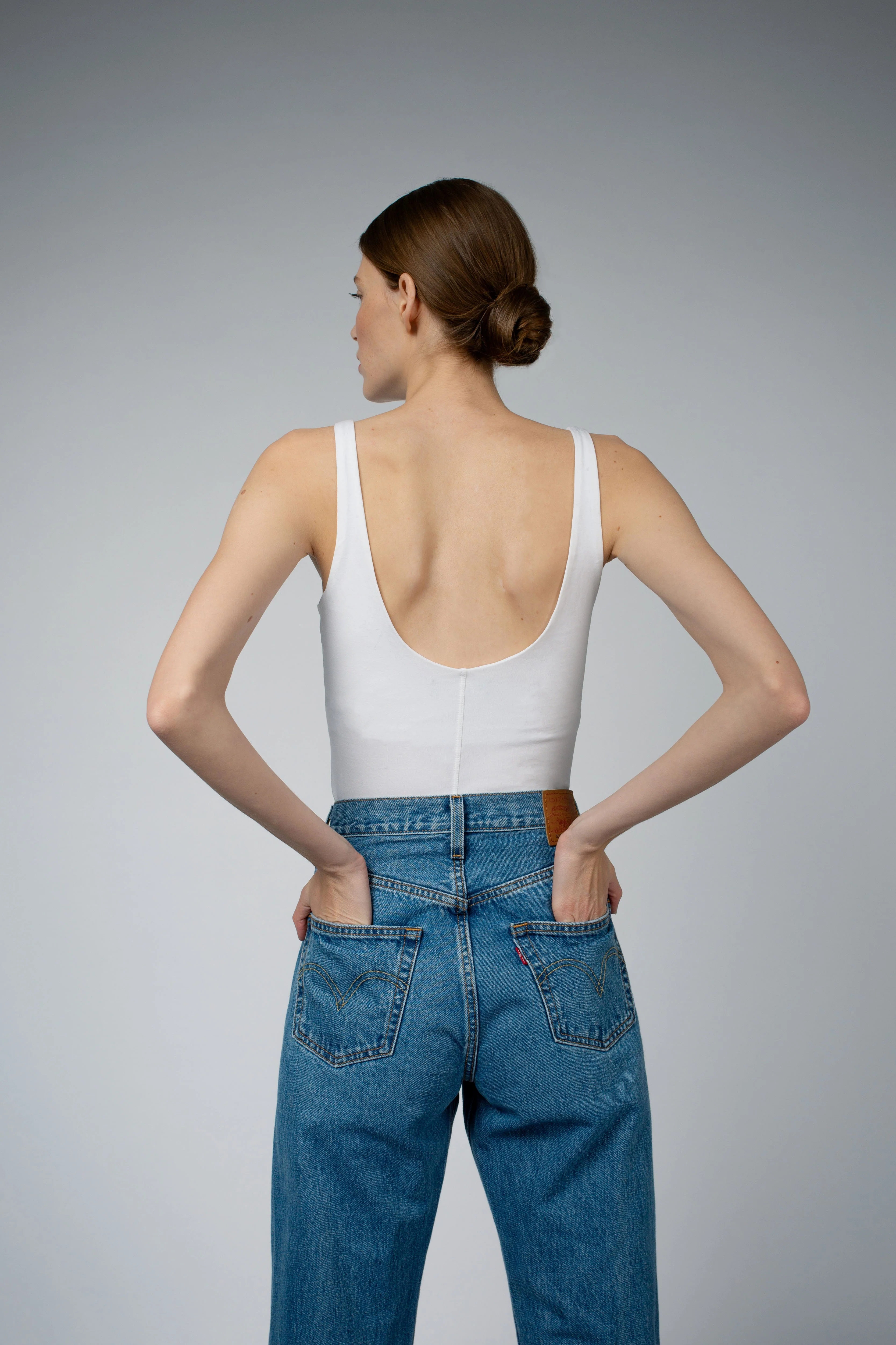 AVA ORGANIC COTTON BRA TANK TOP IN WHITE - Image 3