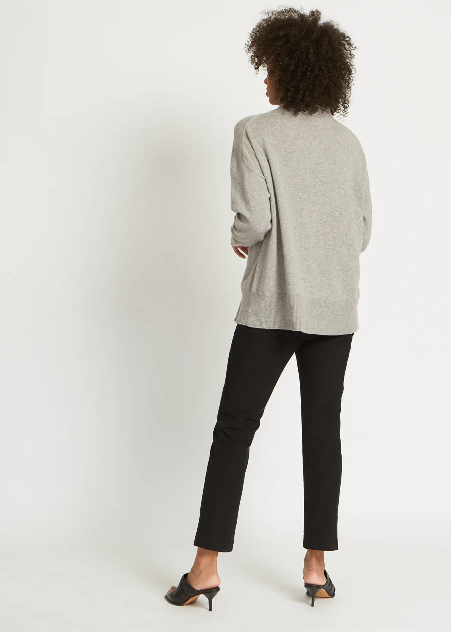 FARAH TWIST NECKBAND CASHMERE SWEATER IN HEATHER GREY - Image 4