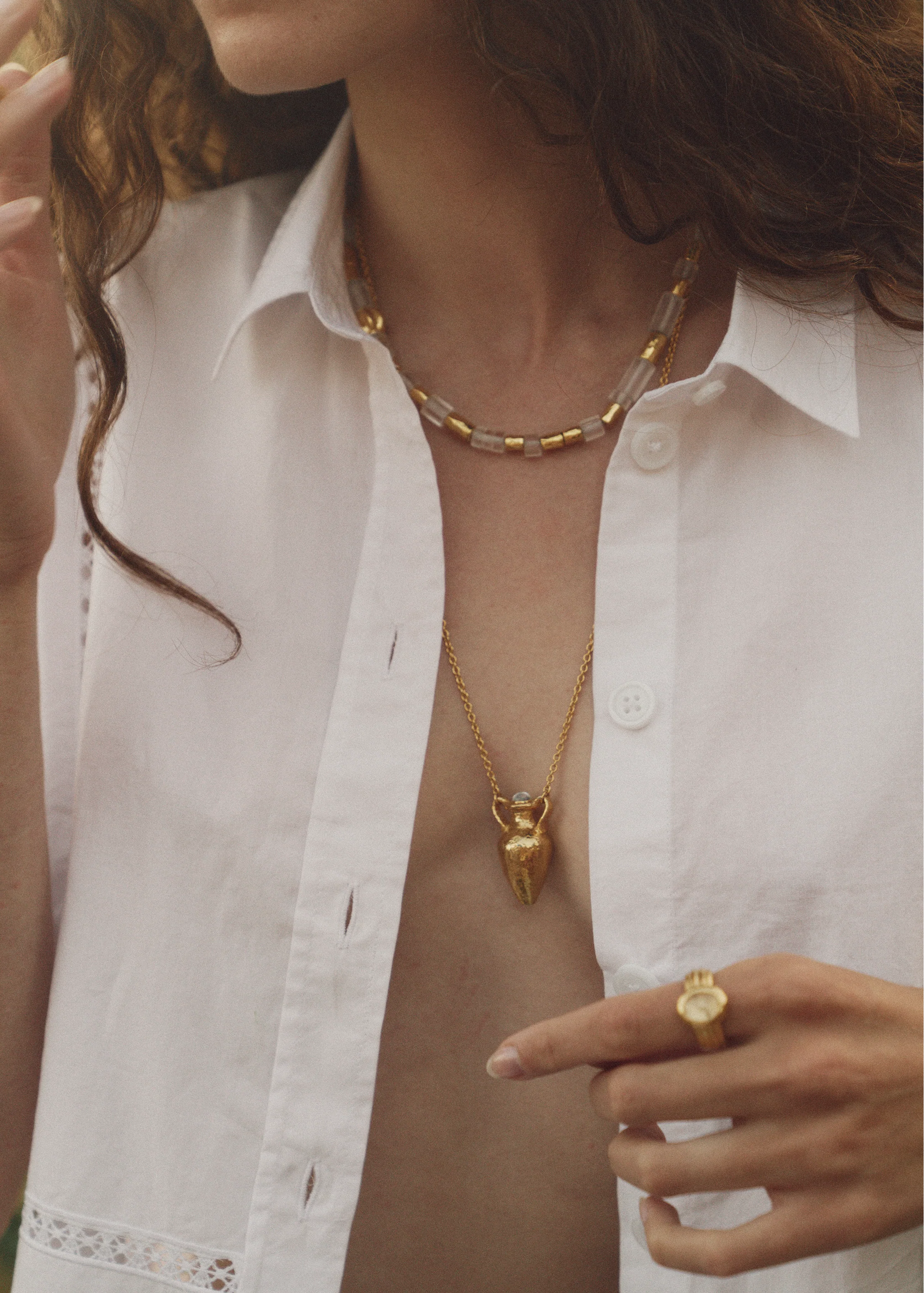 PAMELA LOVE - Valentine Necklace with Gold and Quartz Beads - Image 4