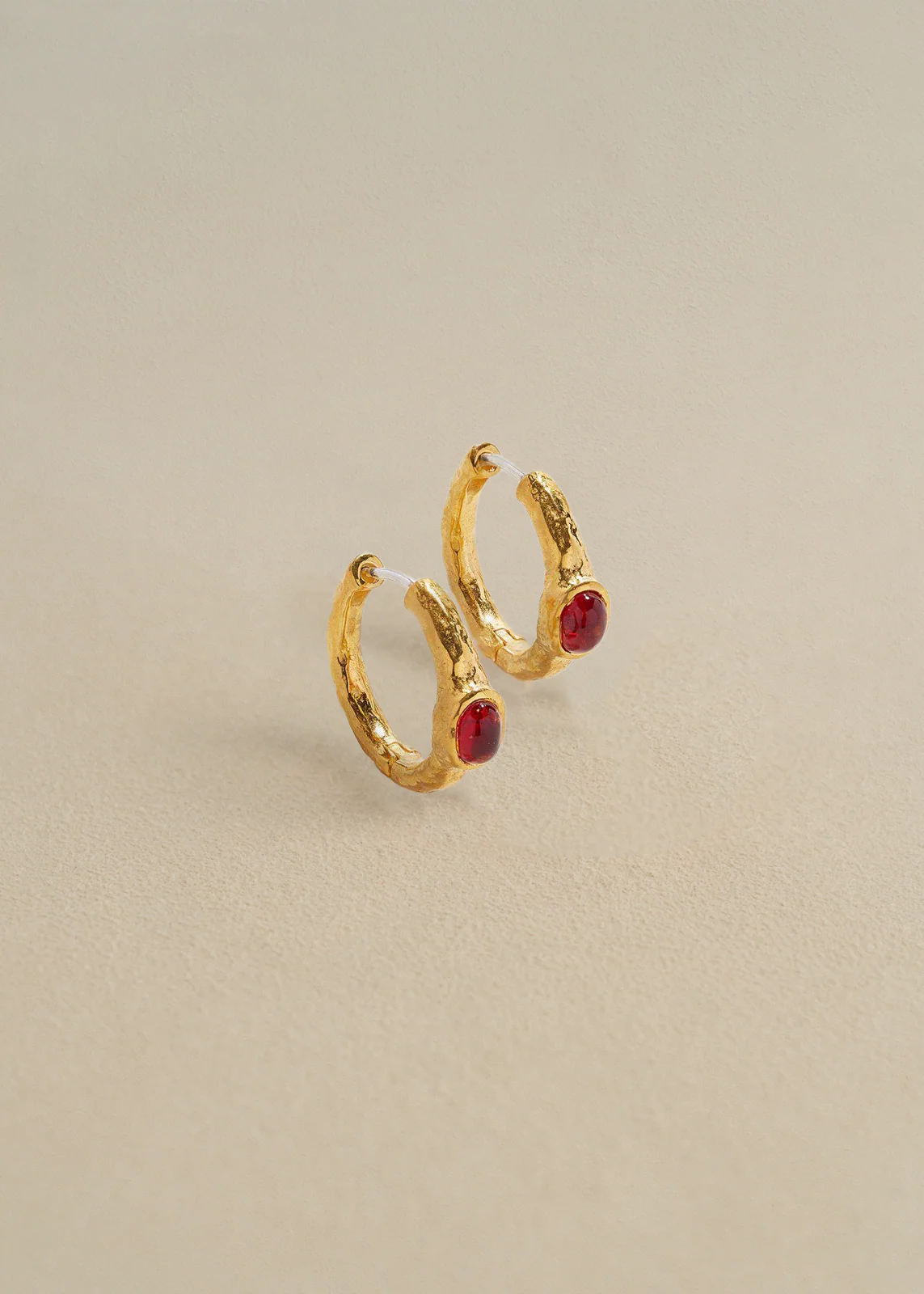 PAMELA LOVE - Vivianna Hoops in Gold with Ruby