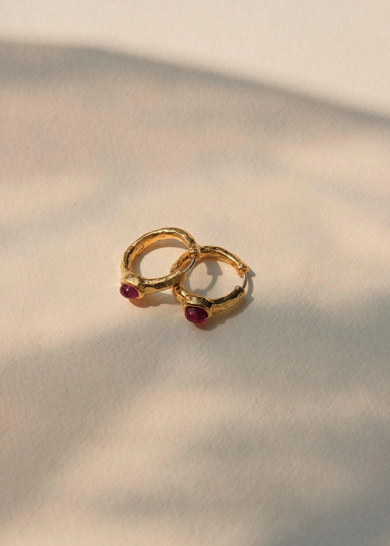 PAMELA LOVE - Vivianna Hoops in Gold with Ruby - Image 4