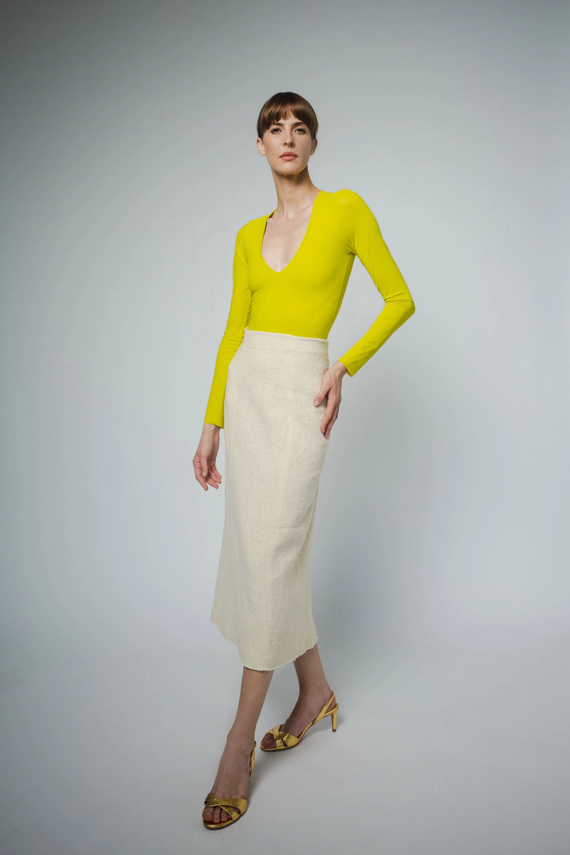 NOVA V-NECK BODYSUIT IN LIME - Image 4