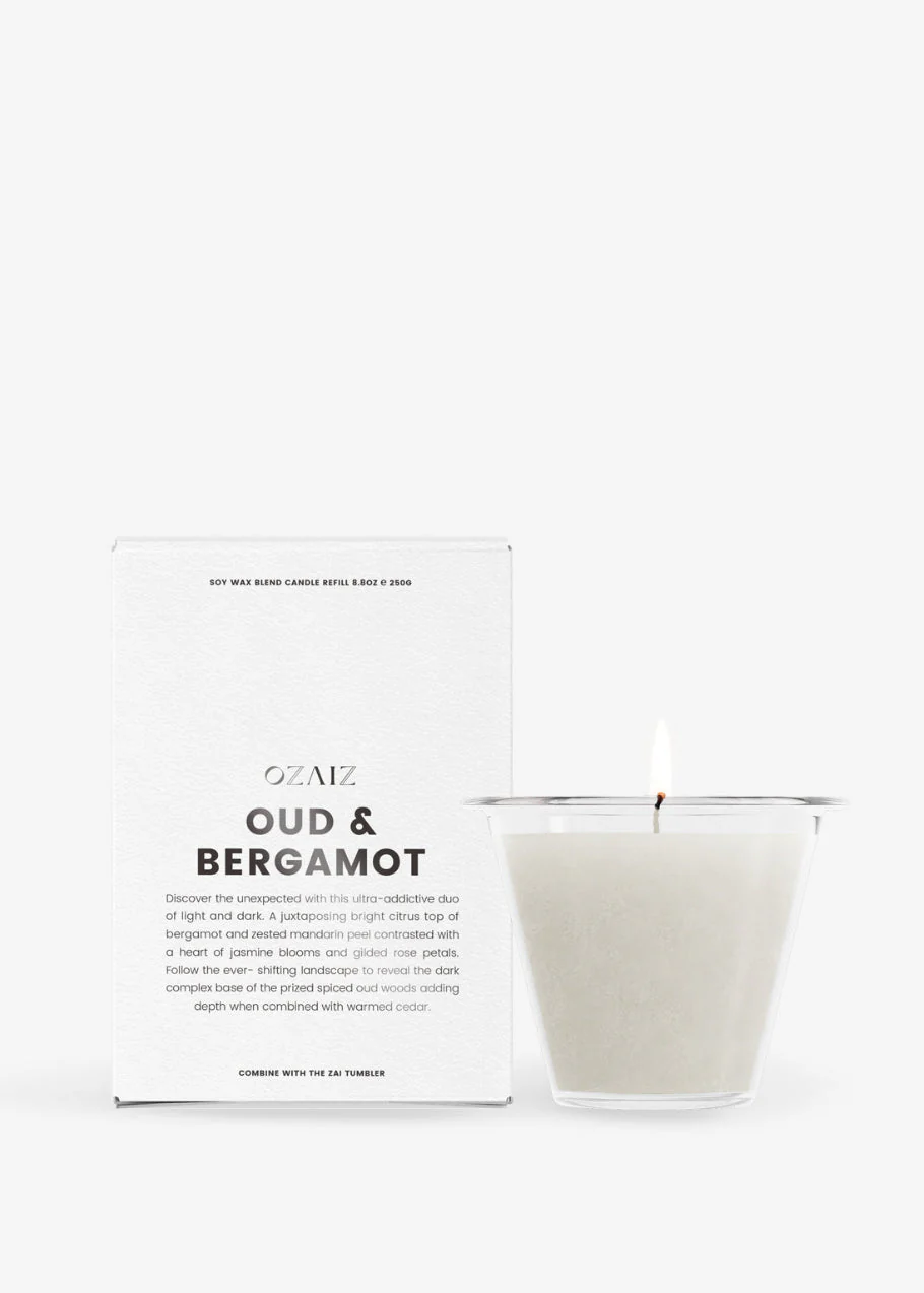 OZAIZ - ZAI Oud & Bergamot Candle with Glass Vessel - Image 2
