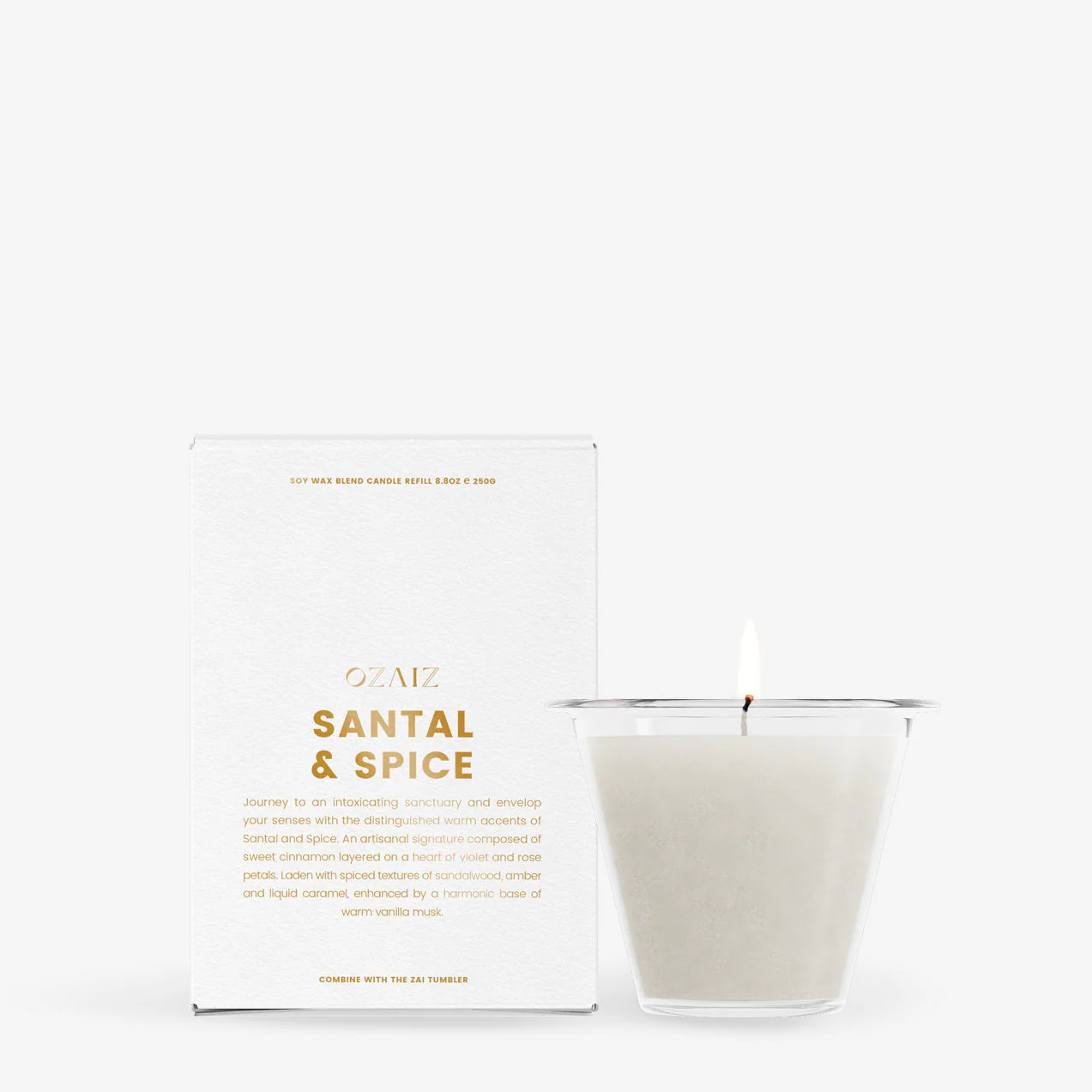OZAIZ - ZAI Santal & Spice Candle with Glass Vessel - Image 6